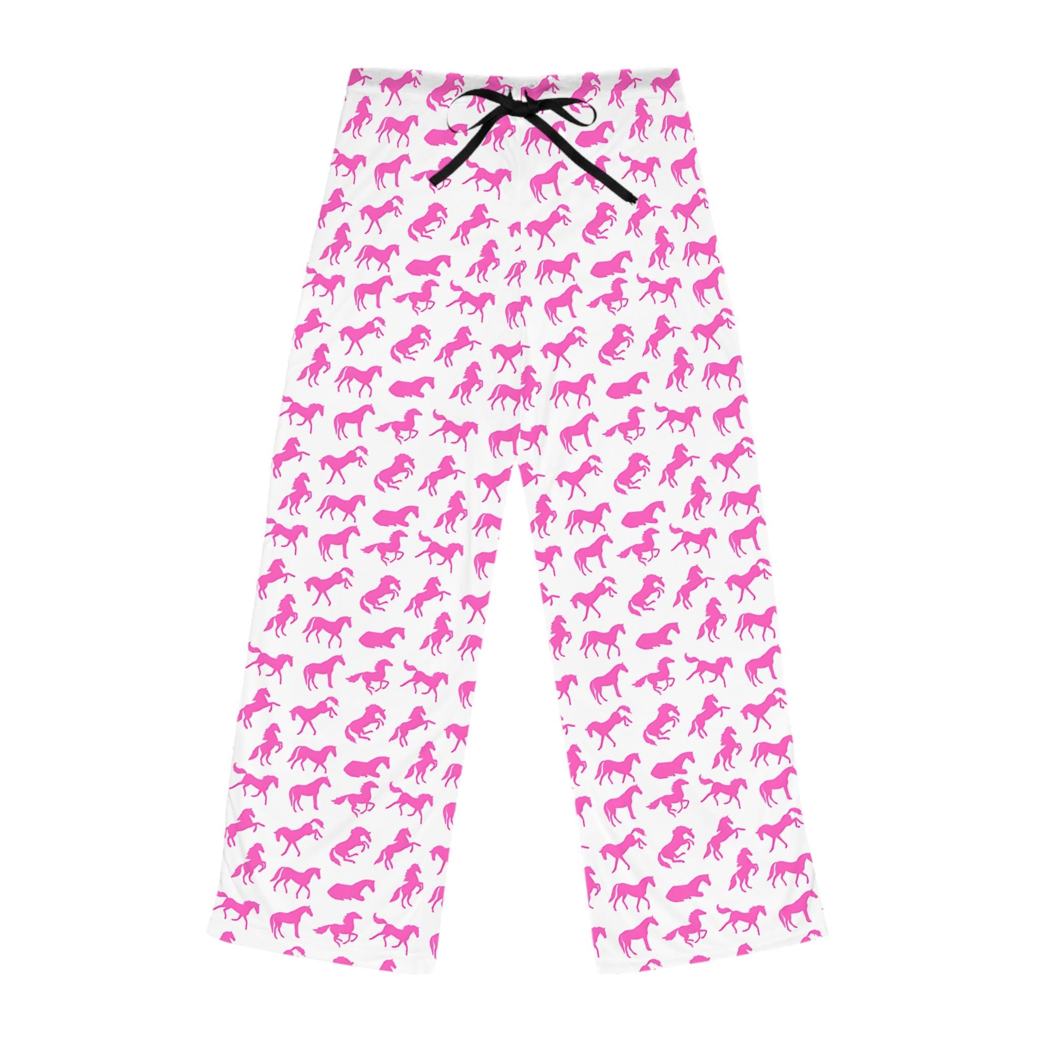 Pink Pony Club Pajama Pants, Hot Pink Horse Cowgirl Pajamas -Razels