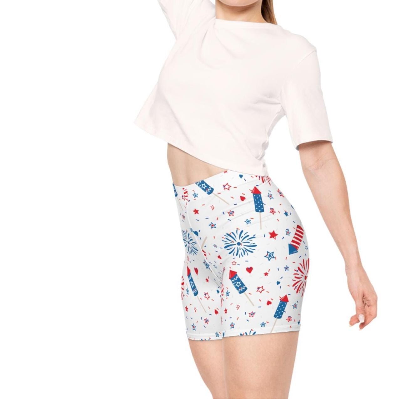 🎆 Star-Spangled Biker Shorts – 4th of July Vibes All Day Long! ❤️💙🤍
These Red, White & Boom Biker Shorts
✓ Ultra-soft faux suede feel – brushed for buttery goodness
✓ Moisture-wicking fabric keeps you cool on hot days
✓ Mid-rise 1.5&quot; waistband for that comfy, flattering fit
✓ Stretchy poly-spandex blend hugs just right
✓ Printed size/care label – no itchy tags here
✓ Skinny fit that works for Every Body