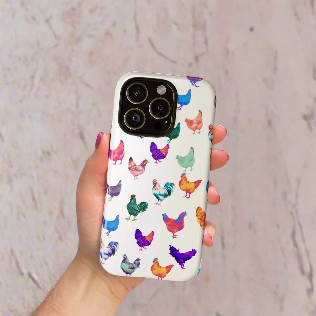 CUTE CHICKEN PHONE CASE | Neon Chicken Design | Quirky Gift for Chicken Lovers 
✔️ Bright 3D Wrap – Every chicken pops with color and personality!
✔️ UV Protection – Keeps your case looking bold and vibrant.
✔️ Durable & Impact-Resistant – Built to handle drops, bumps, and everyday adventures.
✔️ Shock-Absorbing Silicone Liner – Extra protection, zero bulk.
✔️ Wireless Charging Friendly – Because convenience matters.
✔️ Wide Compatibility –