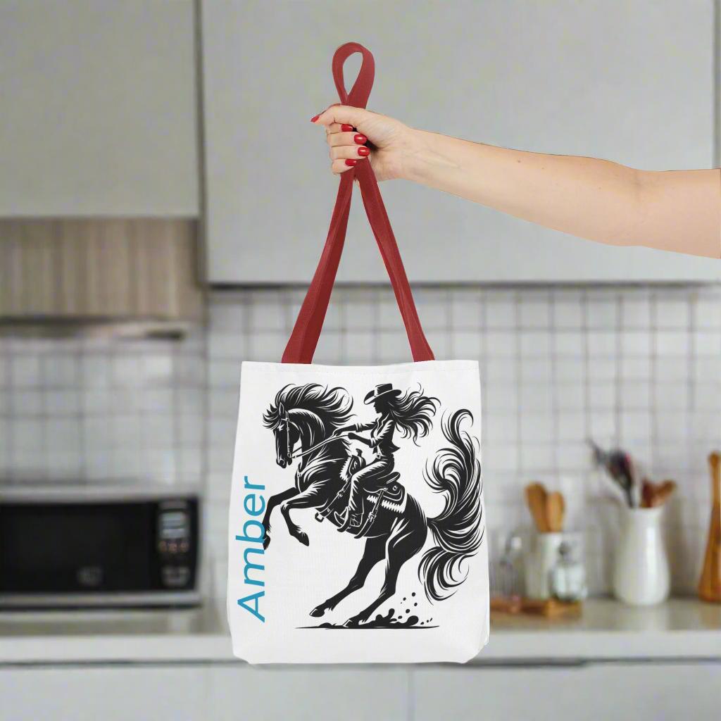 Wild Cowgirl Tote Bag, Personalized Horse-Riding Bag, Cowgirl Gift, Western Style, Durable Canvas Tote -Razels