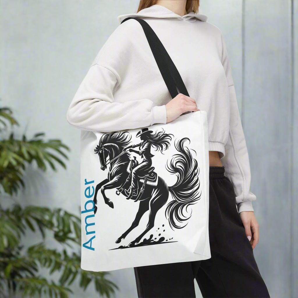 Wild Cowgirl Tote Bag, Personalized Horse-Riding Bag, Cowgirl Gift, Western Style, Durable Canvas Tote -Razels