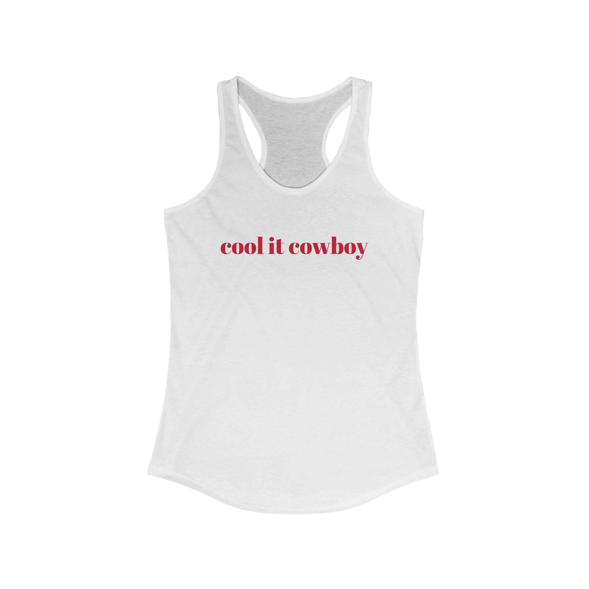 🤠 Cool It Cowboy – Western Racerback Tank for Women
Our spicy fan-favorite saying “Cool It Cowboy” is now heat-pressed on your new go-to racerback tank! 
Available in 7 gorgeous colors, it’s soft, breathable, and ready to ride with you from gym sesh to grocery run. 
✓ Lightweight & breathable (4 oz cotton/poly blend)
✓ Soft feel with comfy self-fabric binding
✓ Flattering scoop neckline + racerback cut
✓ Tear-away label for no-itch wear
✓ Great for workouts, errands, or casual Western vibes