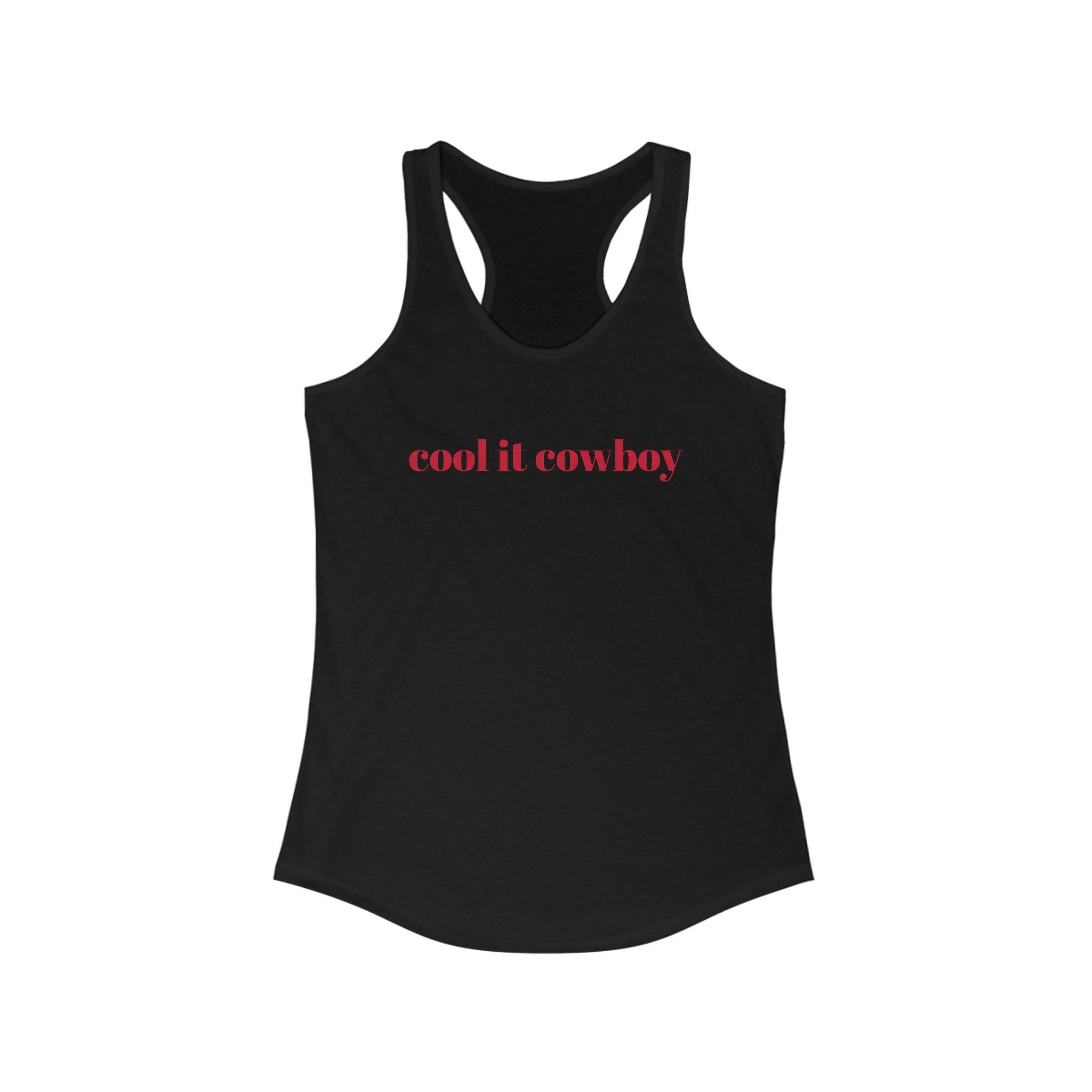 🤠 Cool It Cowboy – Western Racerback Tank for Women
Our spicy fan-favorite saying “Cool It Cowboy” is now heat-pressed on your new go-to racerback tank! 
Available in 7 gorgeous colors, it’s soft, breathable, and ready to ride with you from gym sesh to grocery run. 
✓ Lightweight & breathable (4 oz cotton/poly blend)
✓ Soft feel with comfy self-fabric binding
✓ Flattering scoop neckline + racerback cut
✓ Tear-away label for no-itch wear
✓ Great for workouts, errands, or casual Western vibes