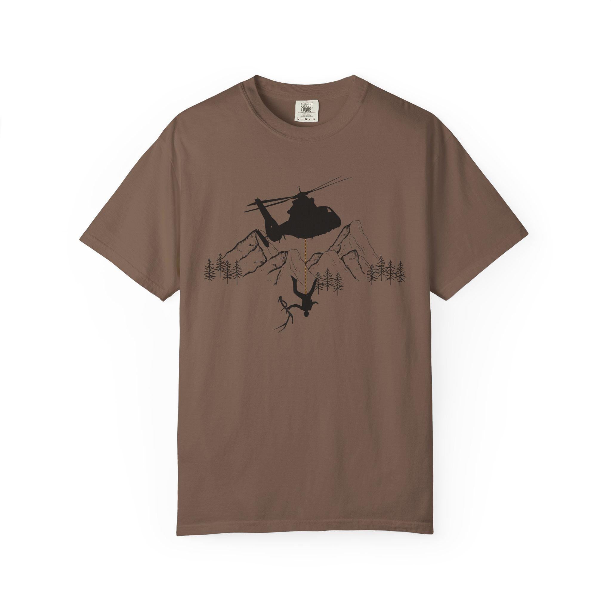 Adventure Awaits Helicopter T-Shirt
🚁 No Elk Shed Left Behind – Even If You Gotta Drop In For It

Not all shed hunters play by the rules... but you? You can wear the legend without breaking the law. Inspired by that wild Montana moment—yeah, the one with the helicopter and the private ranch—this shirt is for those who dream big, hike hard, and maybe laugh a little at the absurdity of it all. #notineleftbehind #montanashedhunting