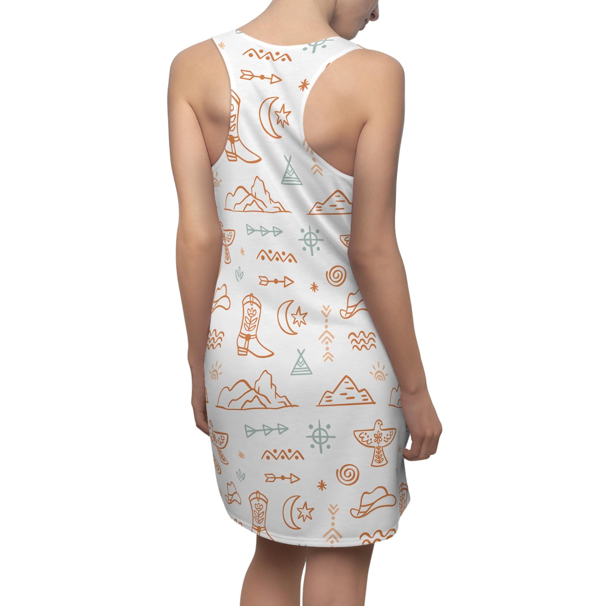 Cowgirl Racerback Dress, Western Print Dresses, Western Casual, Tank Top Dress, Cowgirl Beach Coverup -Razels