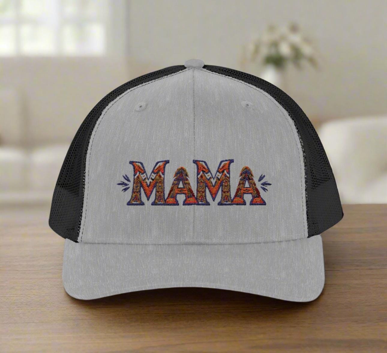 Mama Trucker Cap, Mom Trucker Hat BOHO, Tribal design Baseball Hat Moms, -Razels