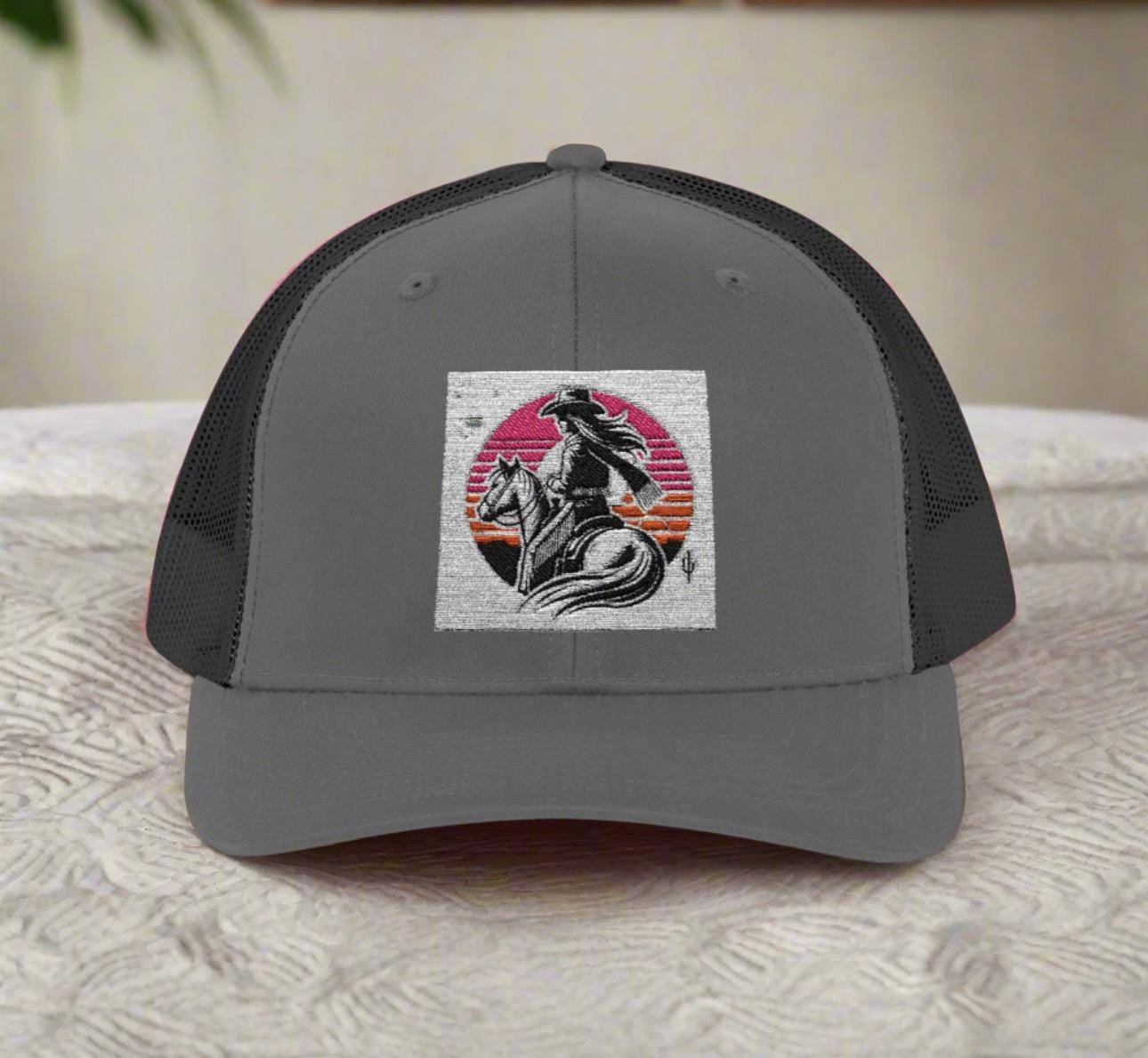 Cowgirl Trucker Hat, Cowgirls BASEBALL HAT, Custom Trucker Hat, Mid Height Western Cap, Emboidered Snapback Trucker Cap -Razels
