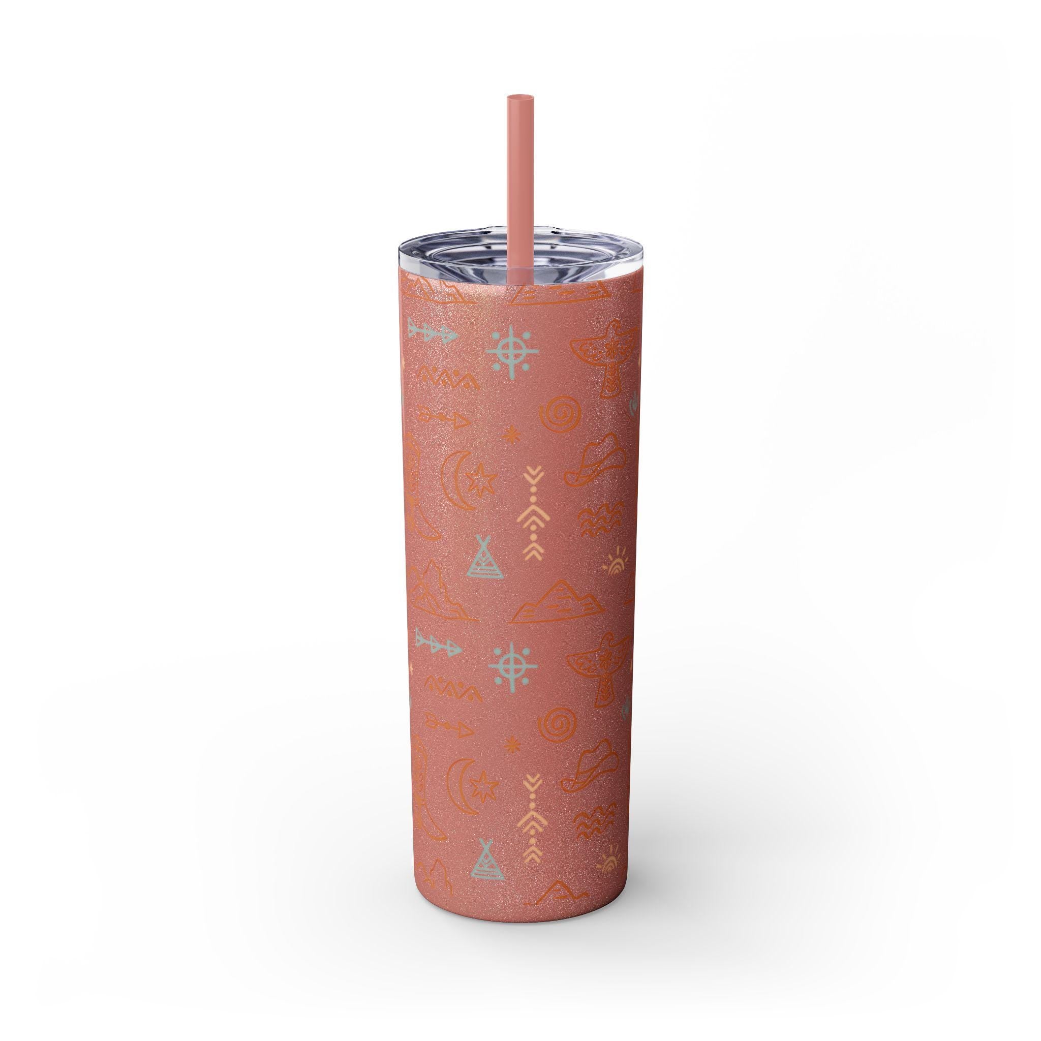Boho Adventure Skinny Tumbler, 20oz Travel Mug, Nature Lover Gift, Camping Drinkware, Eco-Friendly Cup, Western Icons, Outdoor Decor -Razels