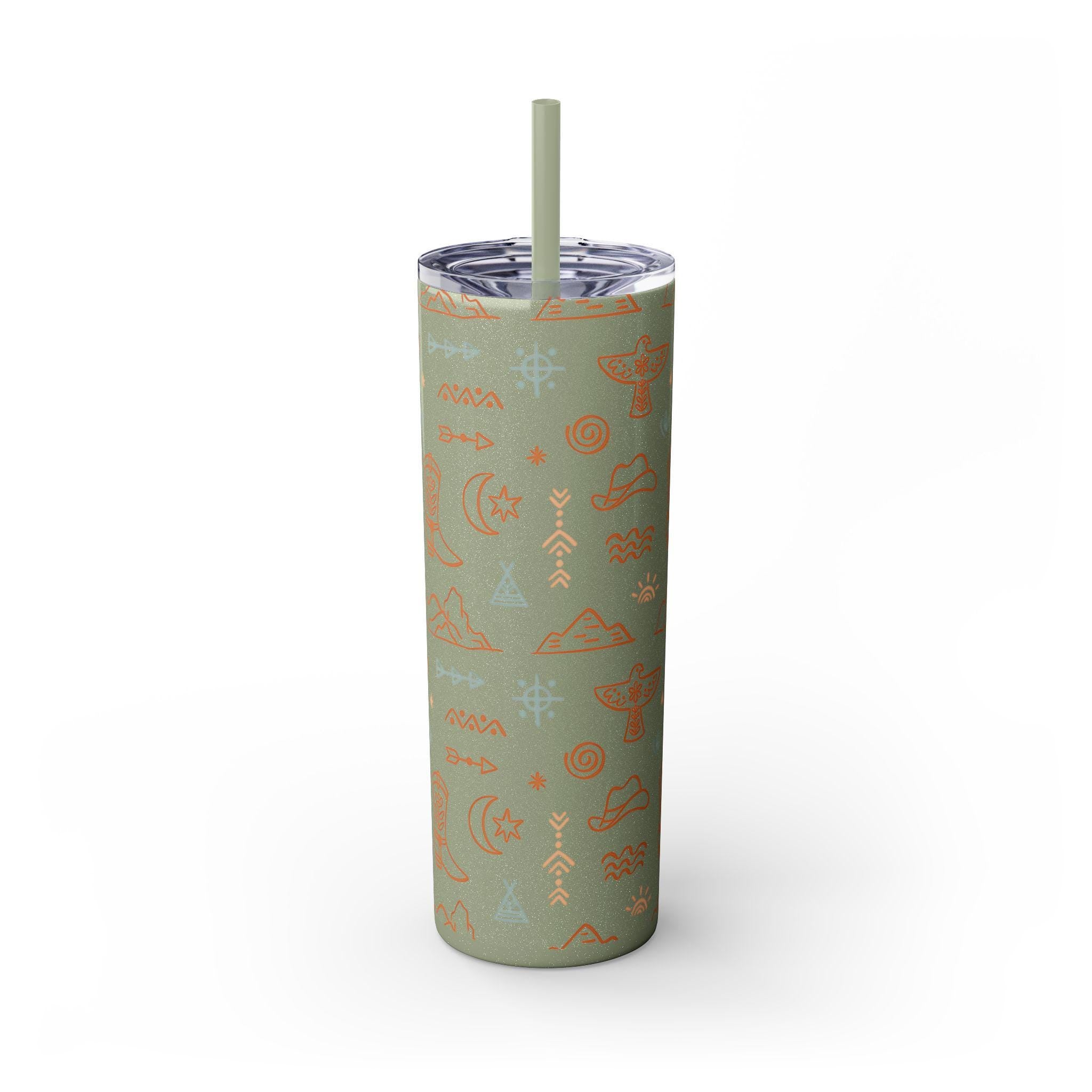 Boho Adventure Skinny Tumbler, 20oz Travel Mug, Nature Lover Gift, Camping Drinkware, Eco-Friendly Cup, Western Icons, Outdoor Decor -Razels
