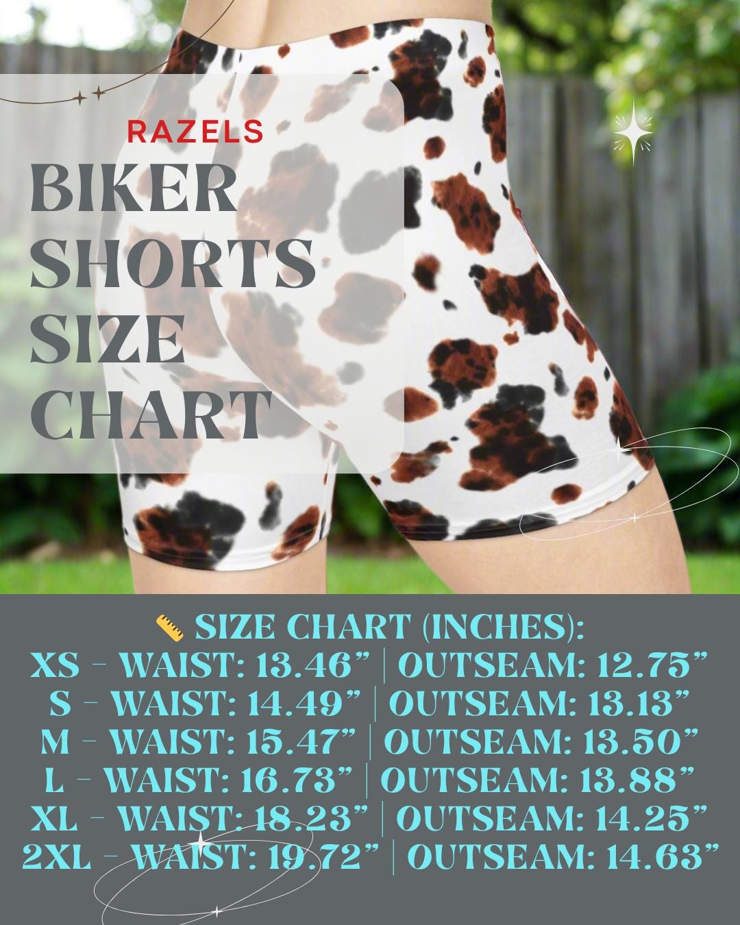 Brown COW PRINT Biker Shorts, Brown Cowhide Shorts, Western Workout Yoga Shorts, Cowgirl Summer Shorts -Razels