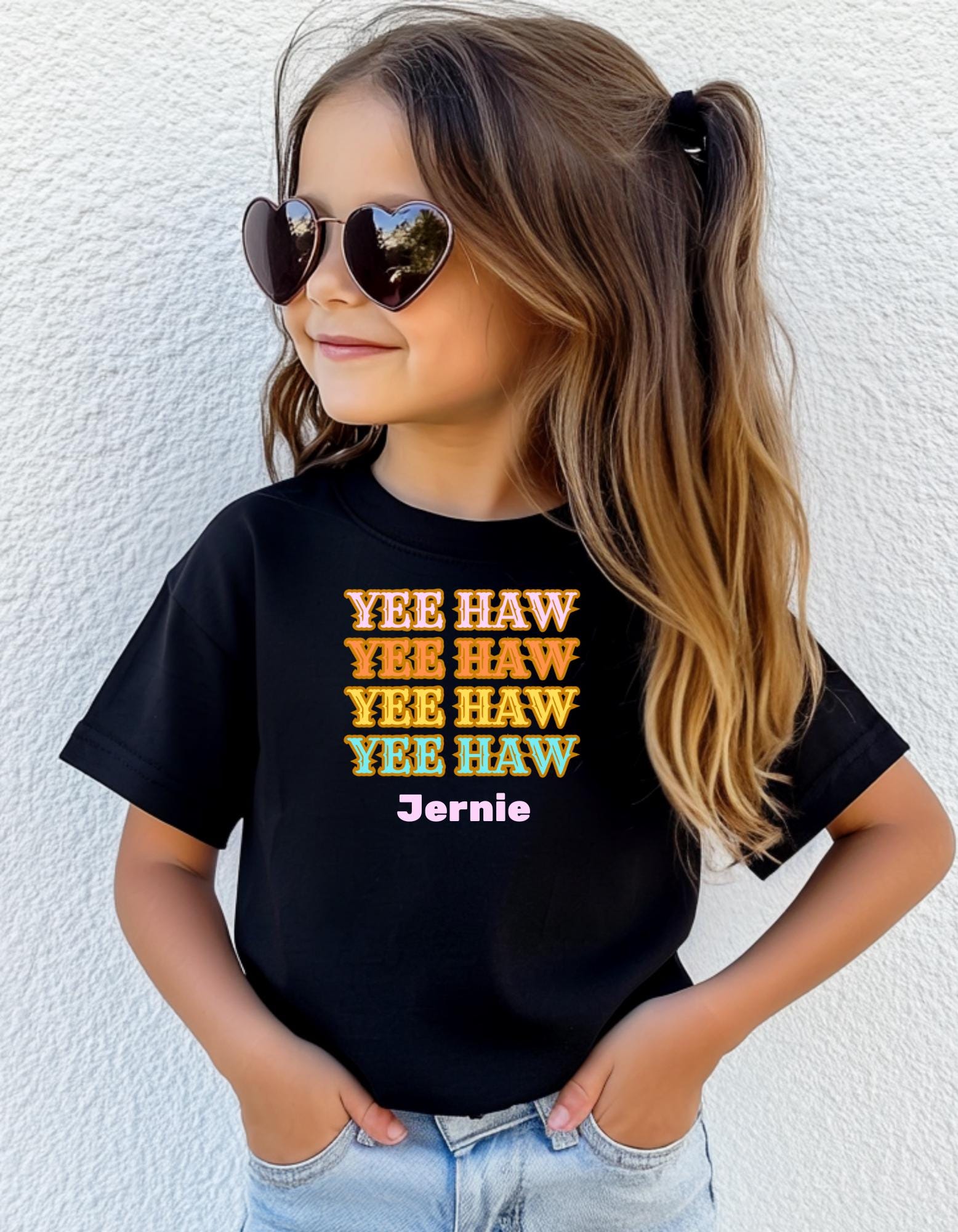 Personalized Girls YEEHAW T-Shirt: Retro Western Rodeo Tee -Razels