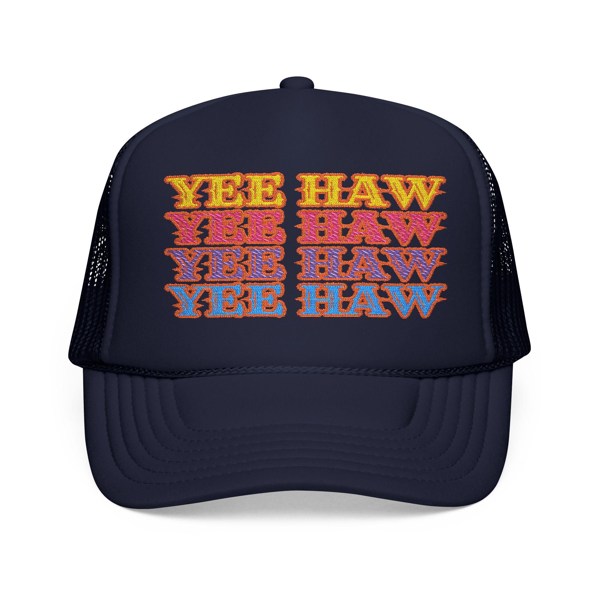 Retro YEEHAW Foam Trucker Hat, Embroidered Cowgirl Cap, Western Summer Hat, -Razels
