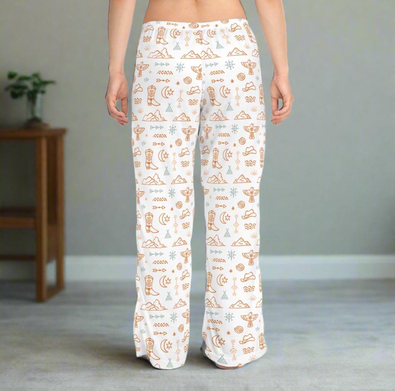 Cowgirl Pajama Pants: Western Print Jersey Knit PJs -Razels
