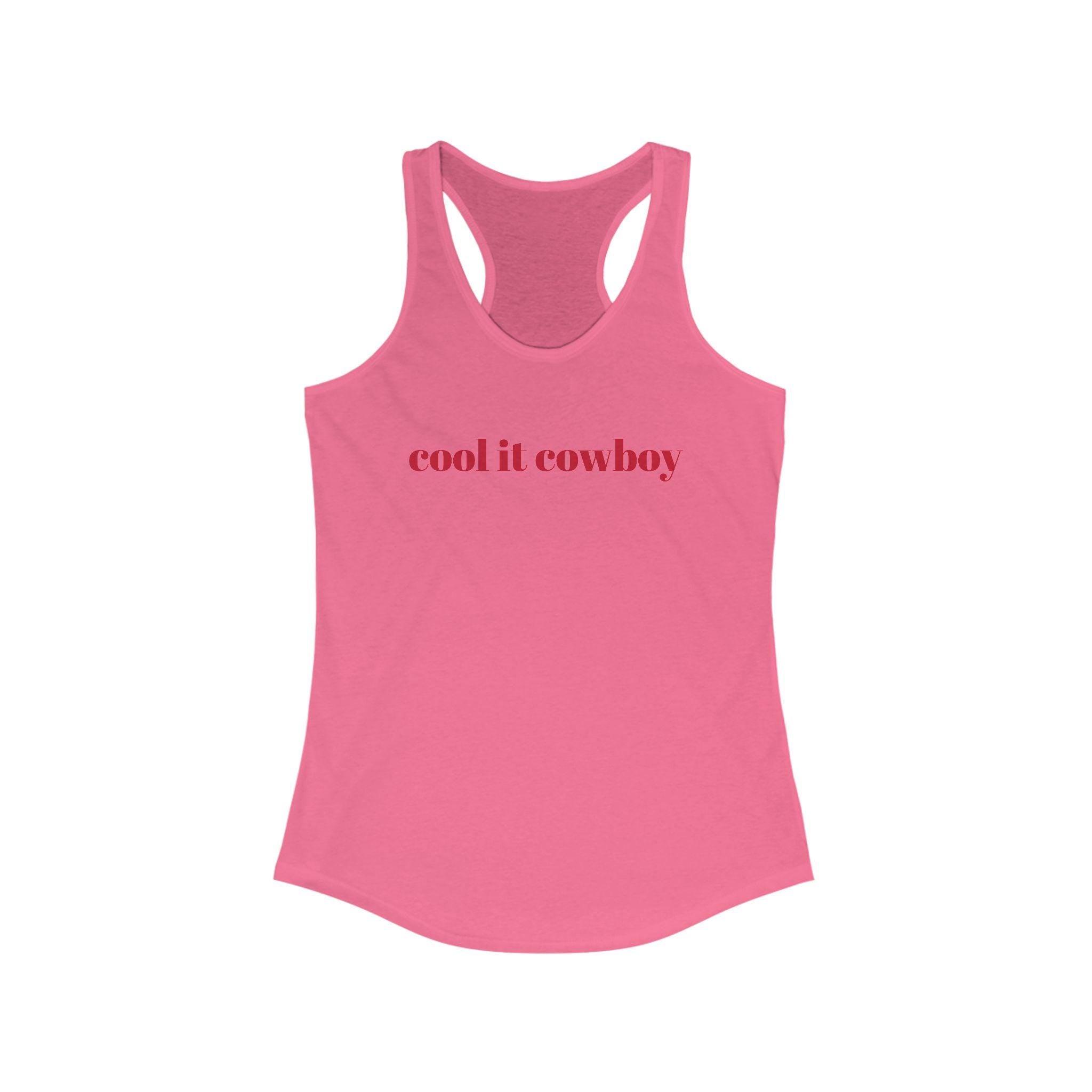 🤠 Cool It Cowboy – Western Racerback Tank for Women
Our spicy fan-favorite saying “Cool It Cowboy” is now heat-pressed on your new go-to racerback tank! 
Available in 7 gorgeous colors, it’s soft, breathable, and ready to ride with you from gym sesh to grocery run. 
✓ Lightweight & breathable (4 oz cotton/poly blend)
✓ Soft feel with comfy self-fabric binding
✓ Flattering scoop neckline + racerback cut
✓ Tear-away label for no-itch wear
✓ Great for workouts, errands, or casual Western vibes