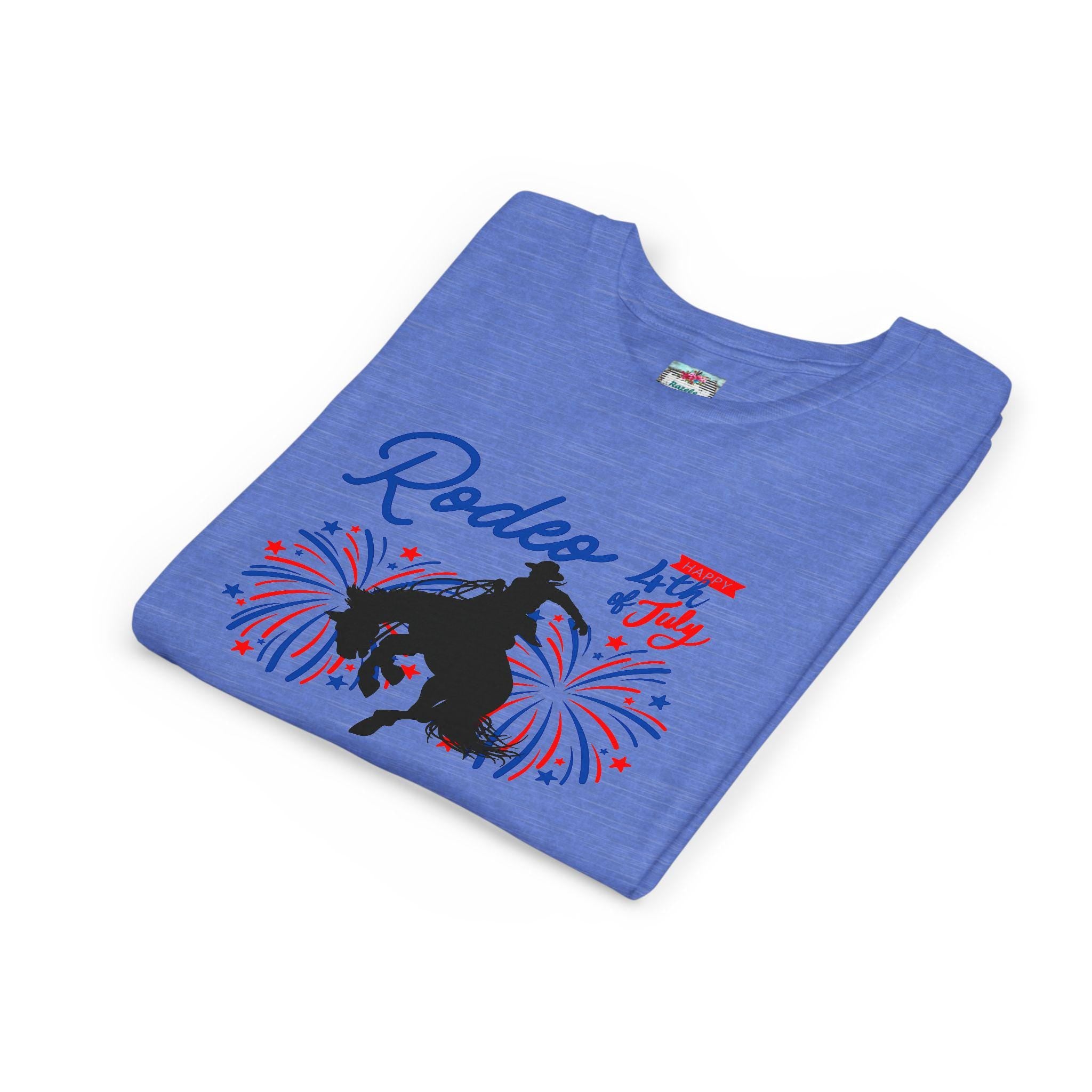 Kids Rodeo 4th of July T-Shirt, Patriotic Bronc Rider Tee, Family Matching Independence Day Shirt -Razels