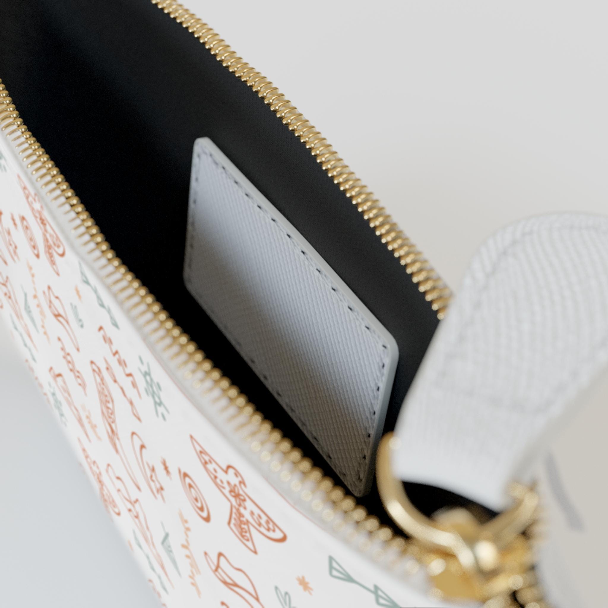 Personalized Western Mini Clutch, Beige & Turquoise Cowgirl Zip Bag with Name or Initials | Faux Leather Purse for Girls, Gifts, Travel -Razels
