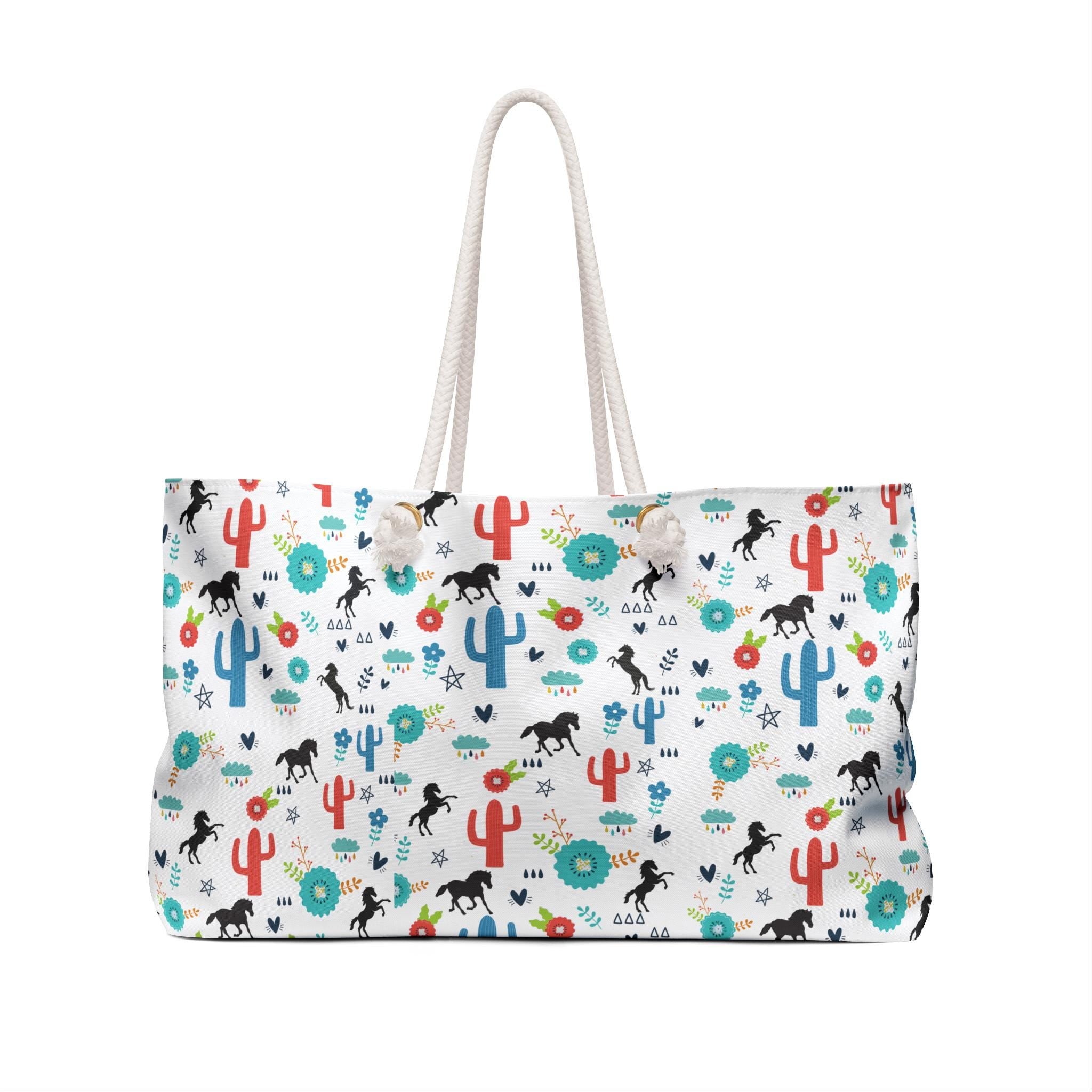 Cowgirl Getaway Bag, Hot Pink Horse Print Weekender -Razels