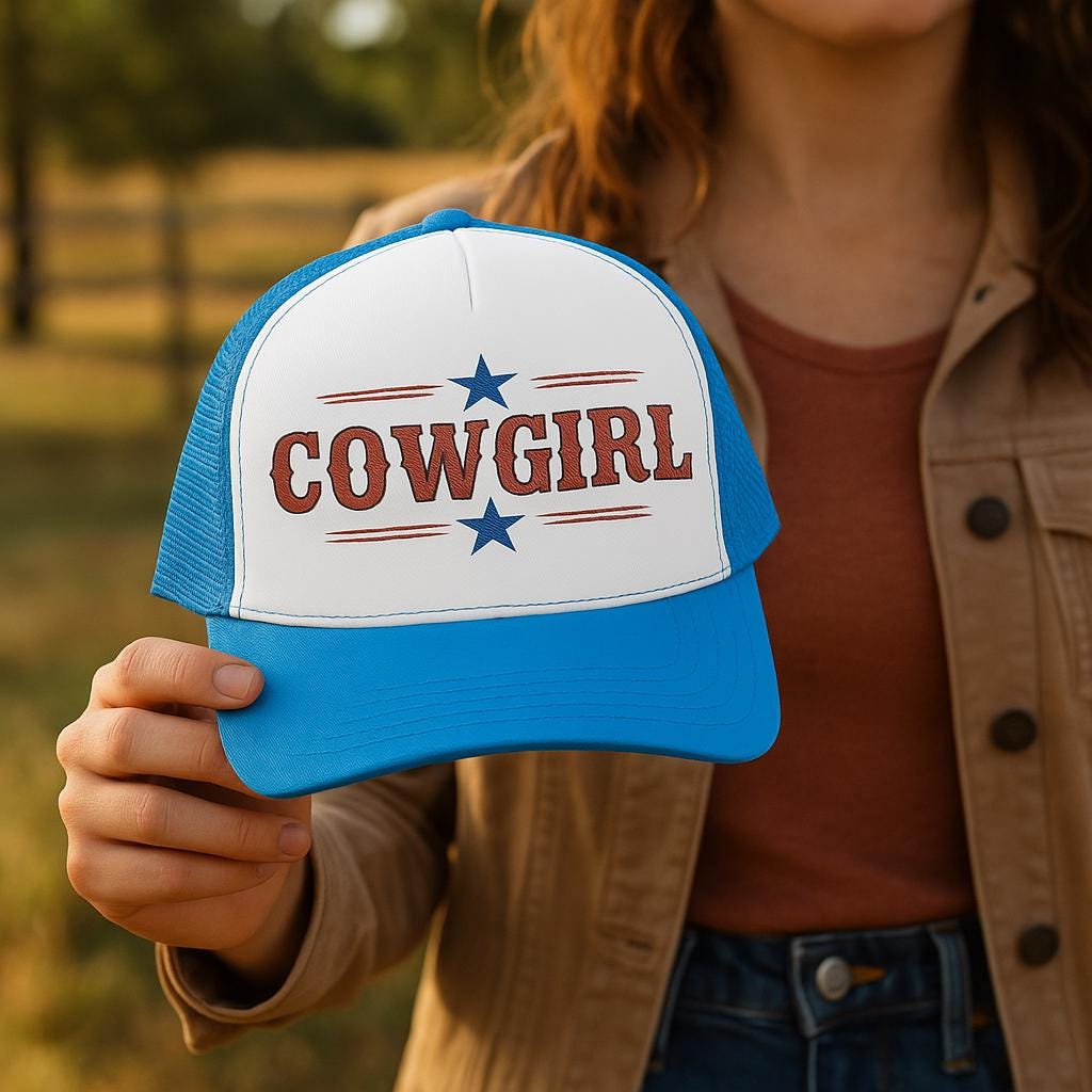 Cowgirl Foam Trucker Hat | Embroidered Western Cap | Retro Rodeo Style | Summer Cowgirl Gift -Razels