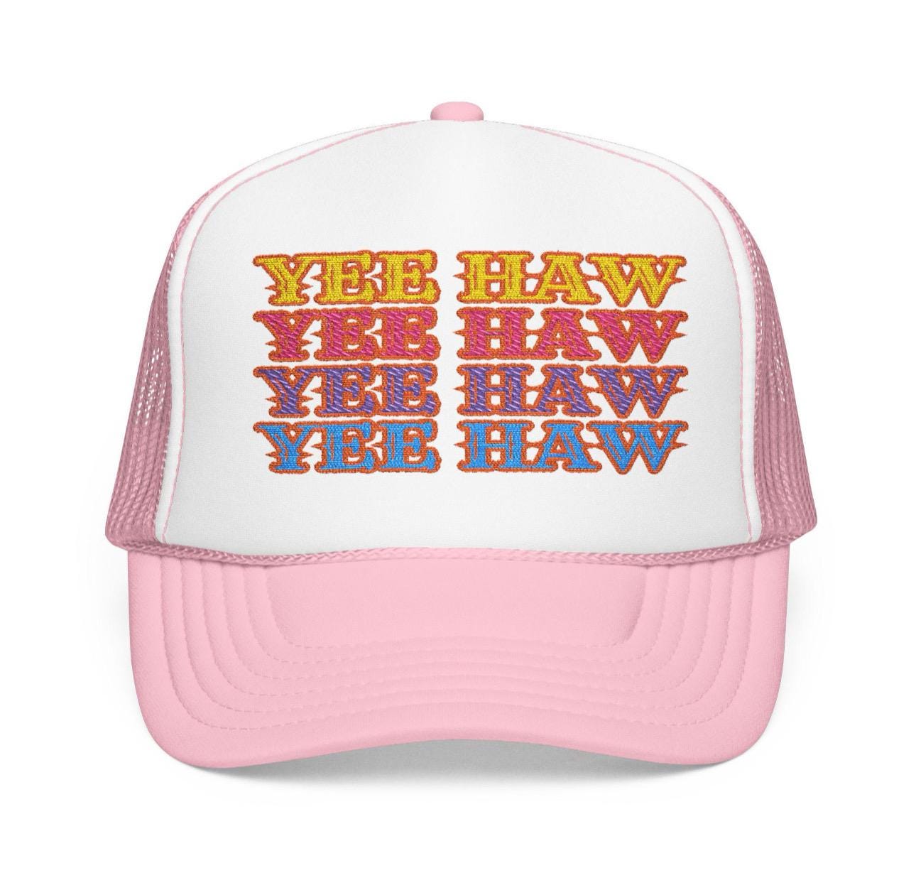 Retro YEEHAW Foam Trucker Hat, Embroidered Cowgirl Cap, Western Summer Hat, -Razels