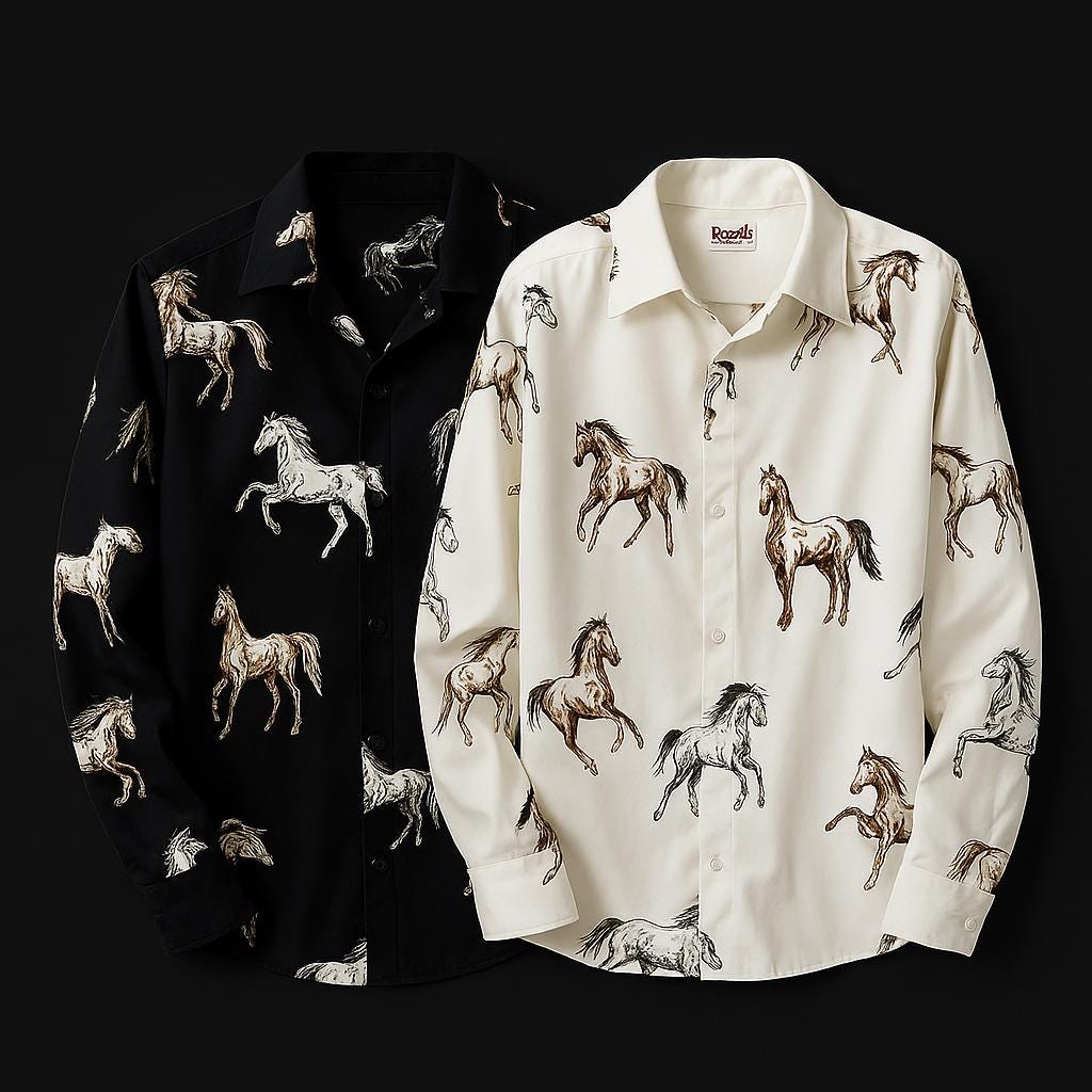 Unleash your wild side with this stunning Western Horse Button-Up Shirt — a must-have for any cowgirl wardrobe!
✅ Striking hand-drawn wild horse print – exclusive and full of motion
✅ Silky-soft poly-cotton blend – lightweight, breathable, and comfy
✅ Semi-sheer fabric – perfect for layering over tanks or bralettes
✅ Classic button-up fit with cuffed sleeves and collared neckline
✅ Available in two timeless colors: off-white and black
✅ Anti-pilling, anti-shrink, and anti-wrinkle – yes, pl