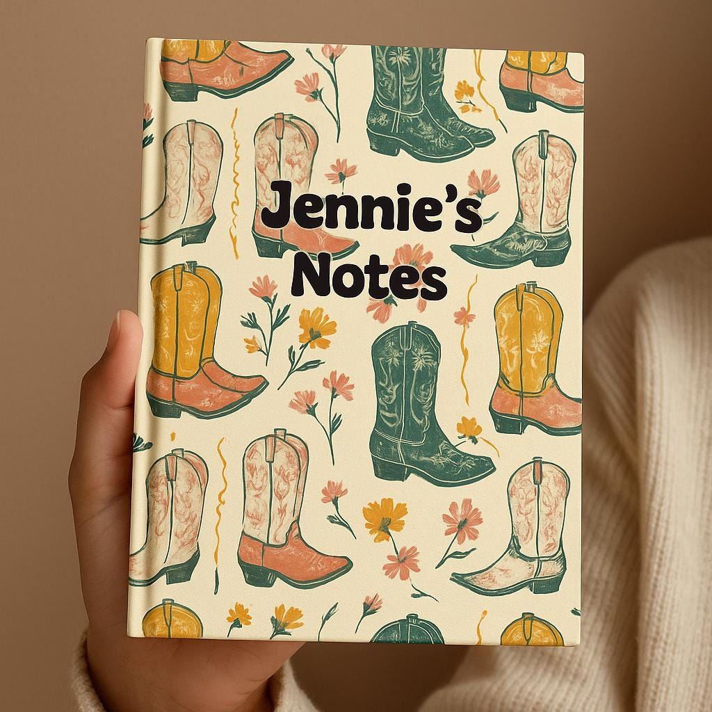 Custom Cowgirl Boots Writing Journal – Personalized Floral Western Notebook, Writing Diary & Sketchbook -Razels
