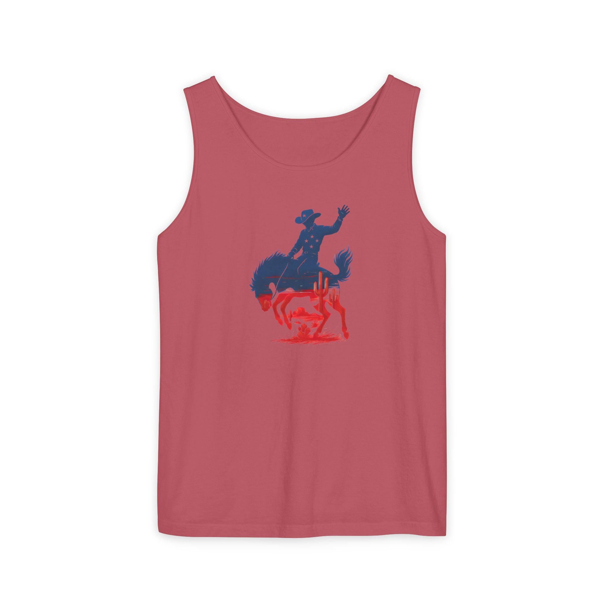 Patriotic Cowboy Tank Top, Bucking Horse 4th of July Shirt, Unisex Rodeo Tank, Country Western Summer Top, USA Tank