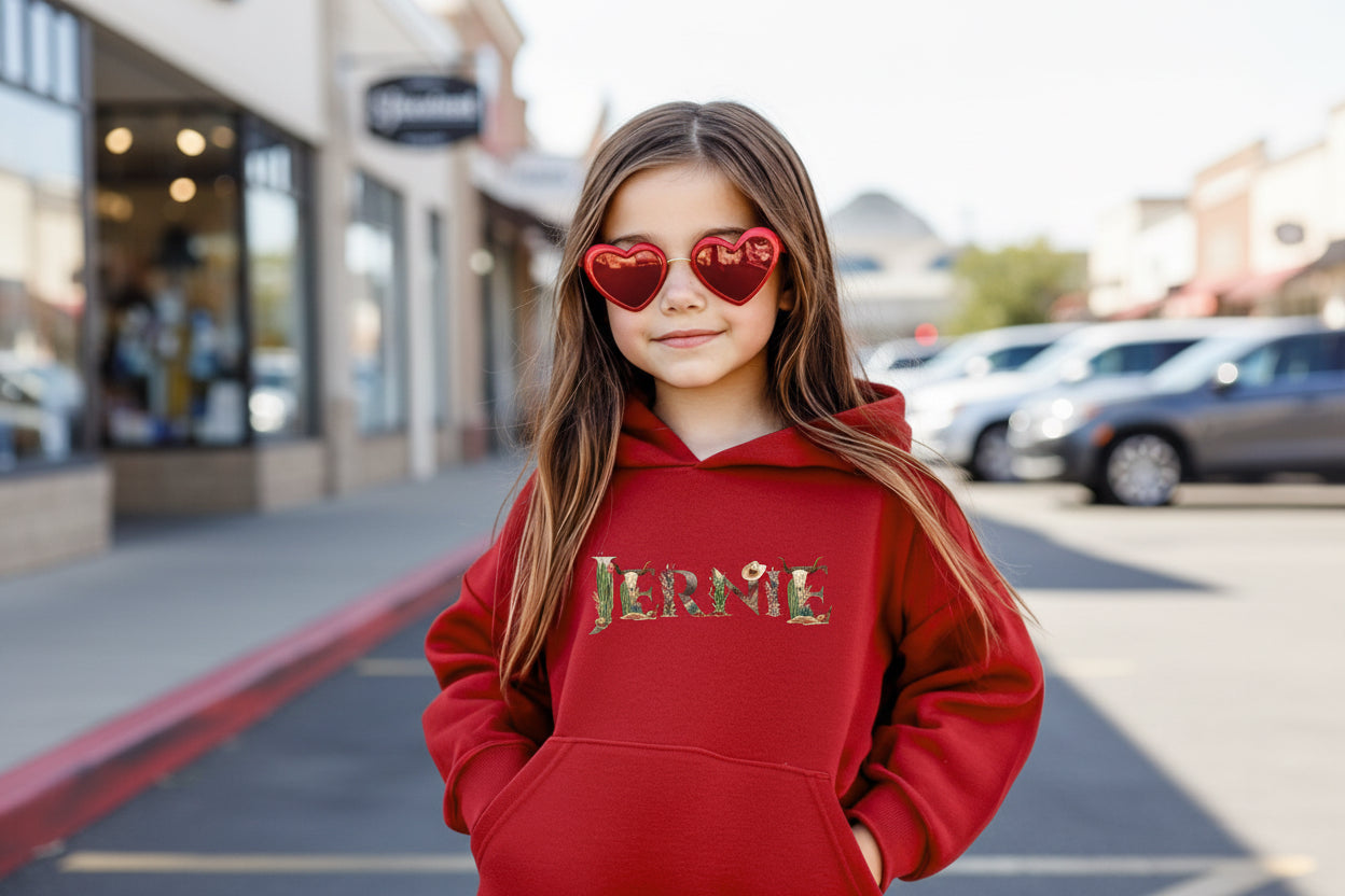 Personalized Youth Hoodie Old West Lettering, Custom Name Cowboy Sweatshirt -Razels