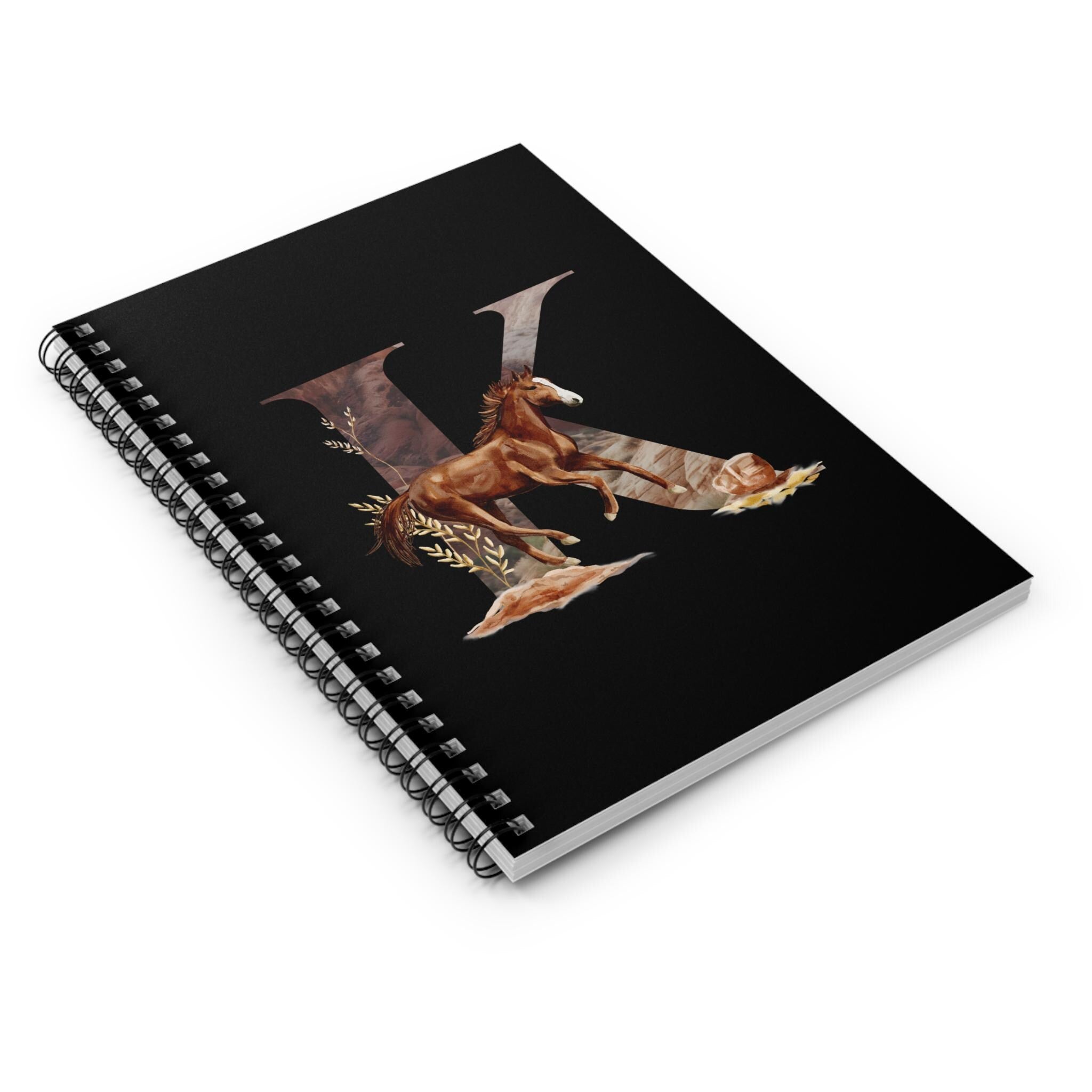Personalized Wild West Initial Spiral Notebook, Rustic Alphabet Journal -Razels