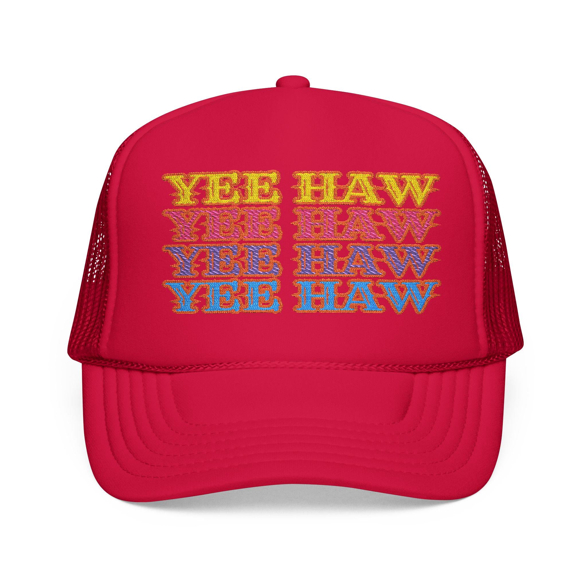 Retro YEEHAW Foam Trucker Hat, Embroidered Cowgirl Cap, Western Summer Hat, -Razels
