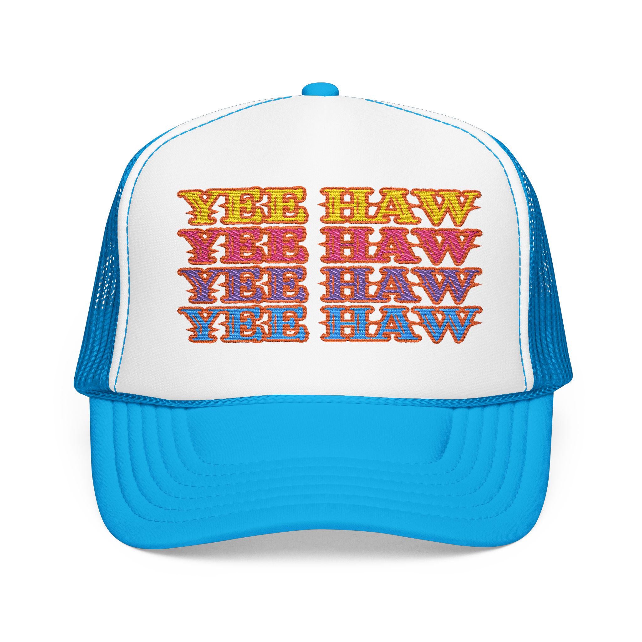 Retro YEEHAW Foam Trucker Hat, Embroidered Cowgirl Cap, Western Summer Hat, -Razels