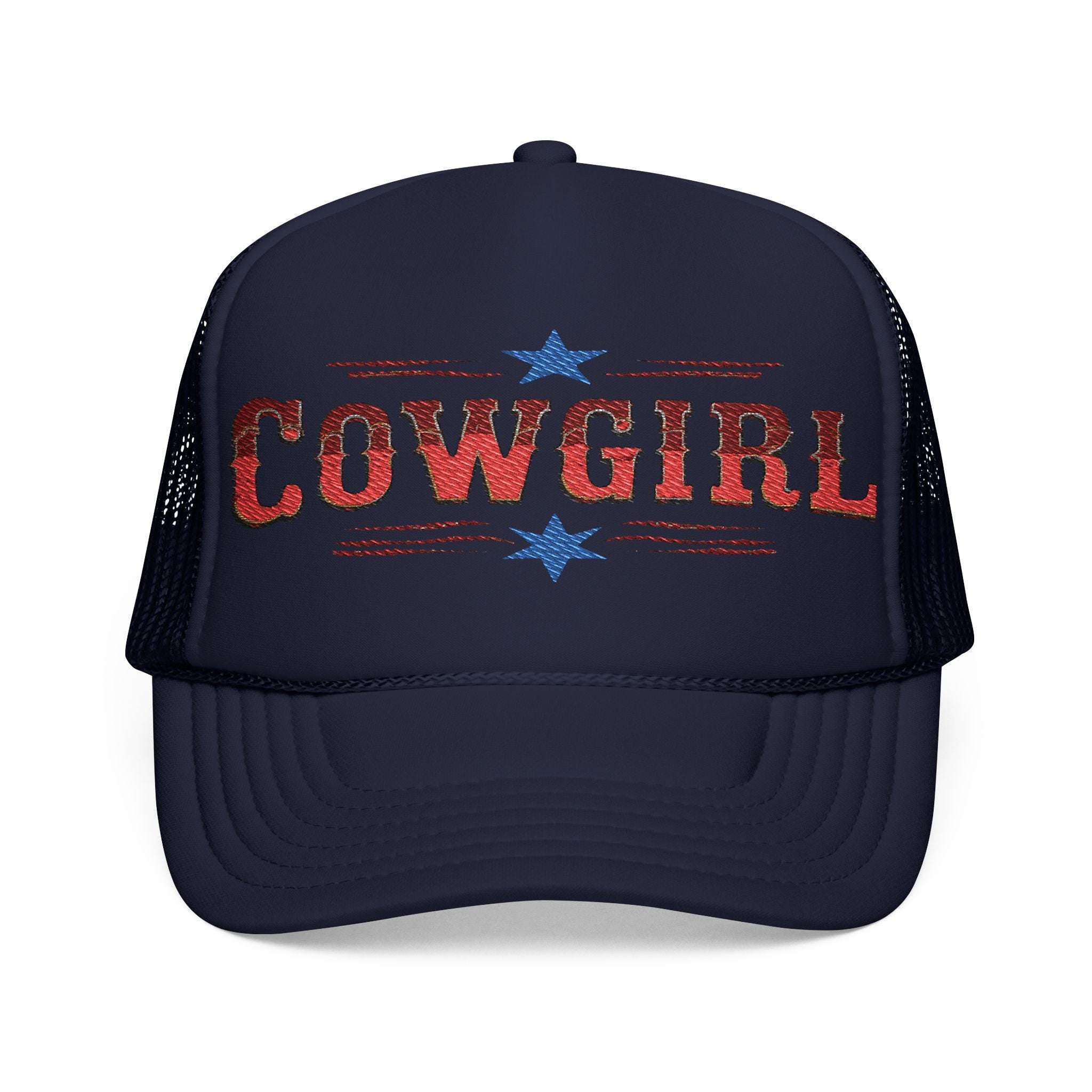 Cowgirl Foam Trucker Hat | Embroidered Western Cap | Retro Rodeo Style | Summer Cowgirl Gift -Razels
