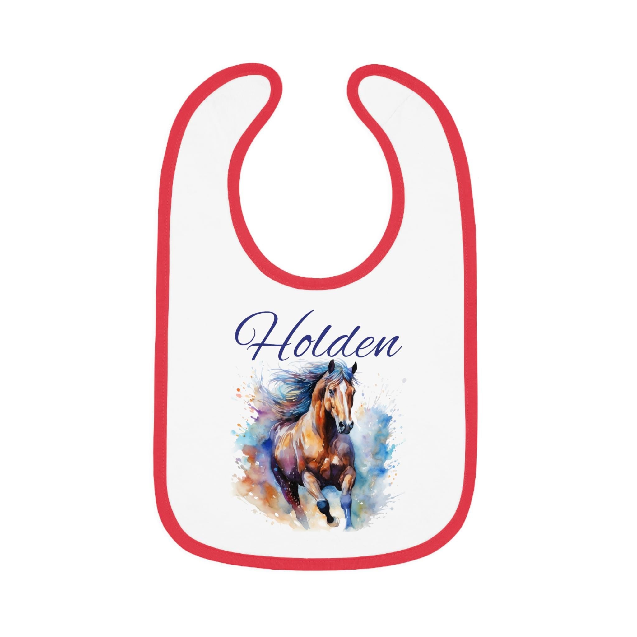 Custom Baby Horse Bib - Personalized Watercolor Horse Jersey Bib for Infants, Unique Baby Shower Gift, -Razels