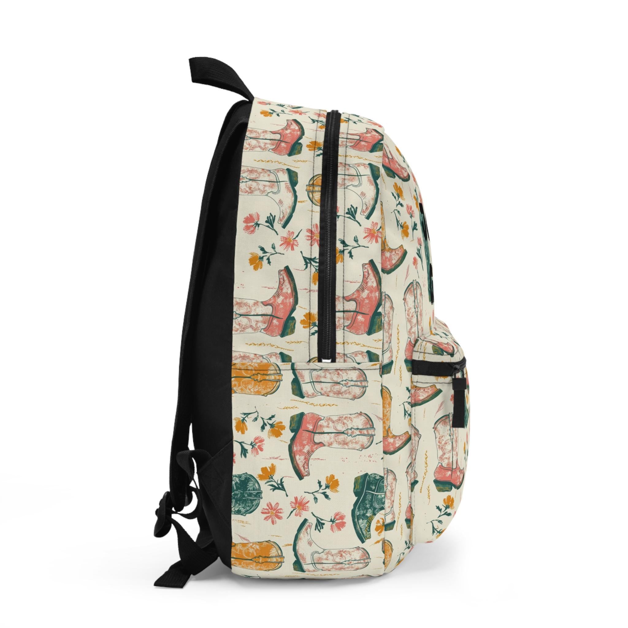 Personalized Cowgirl Boot Backpack: Floral Kids School Bag