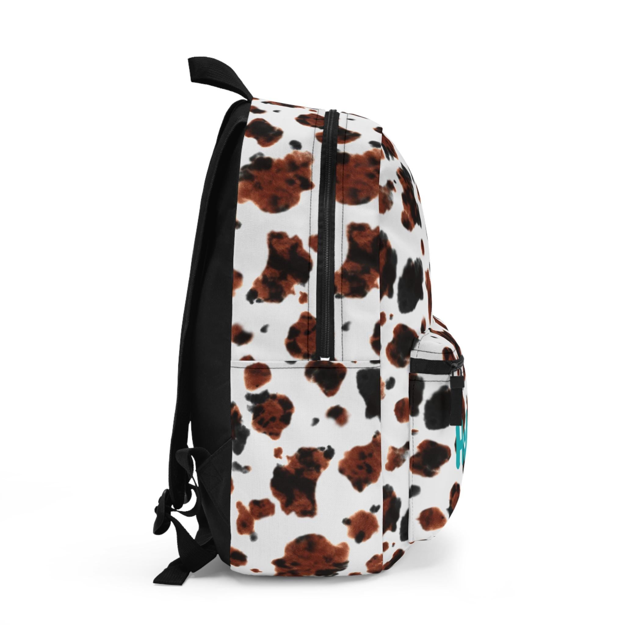 Personalized Cow Print Backpack, Brindle Western Back to School Bag for Kids