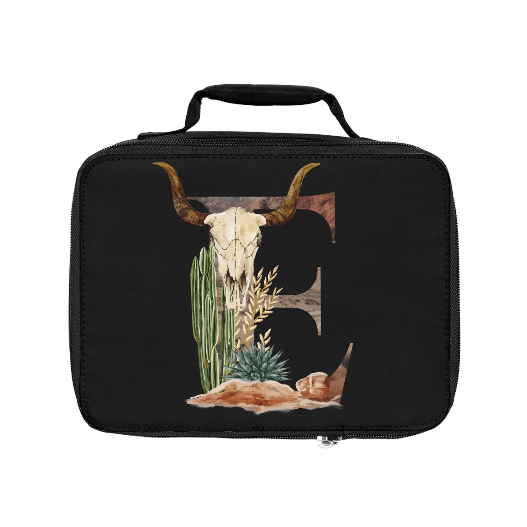 Custom Western Initial Lunch Bag, Cowboy Cowgirl Back to School, Desert Initial Design, Insulated & Personalized