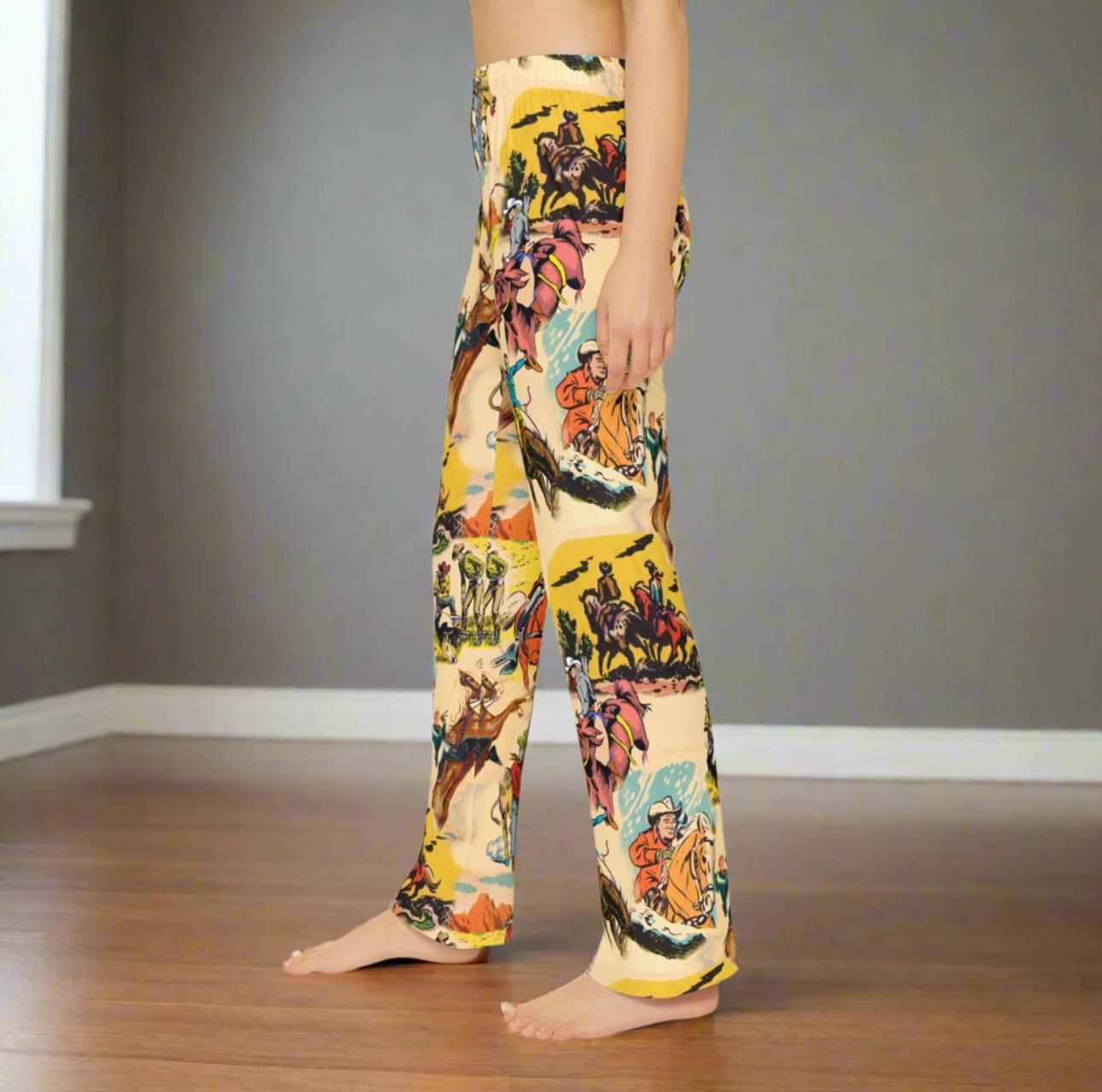 Kids' Vintage Cowboy PJ Pants - Old West Rodeo Loungewear - Soft Western Sleepwear for Boys & Girls -Razels