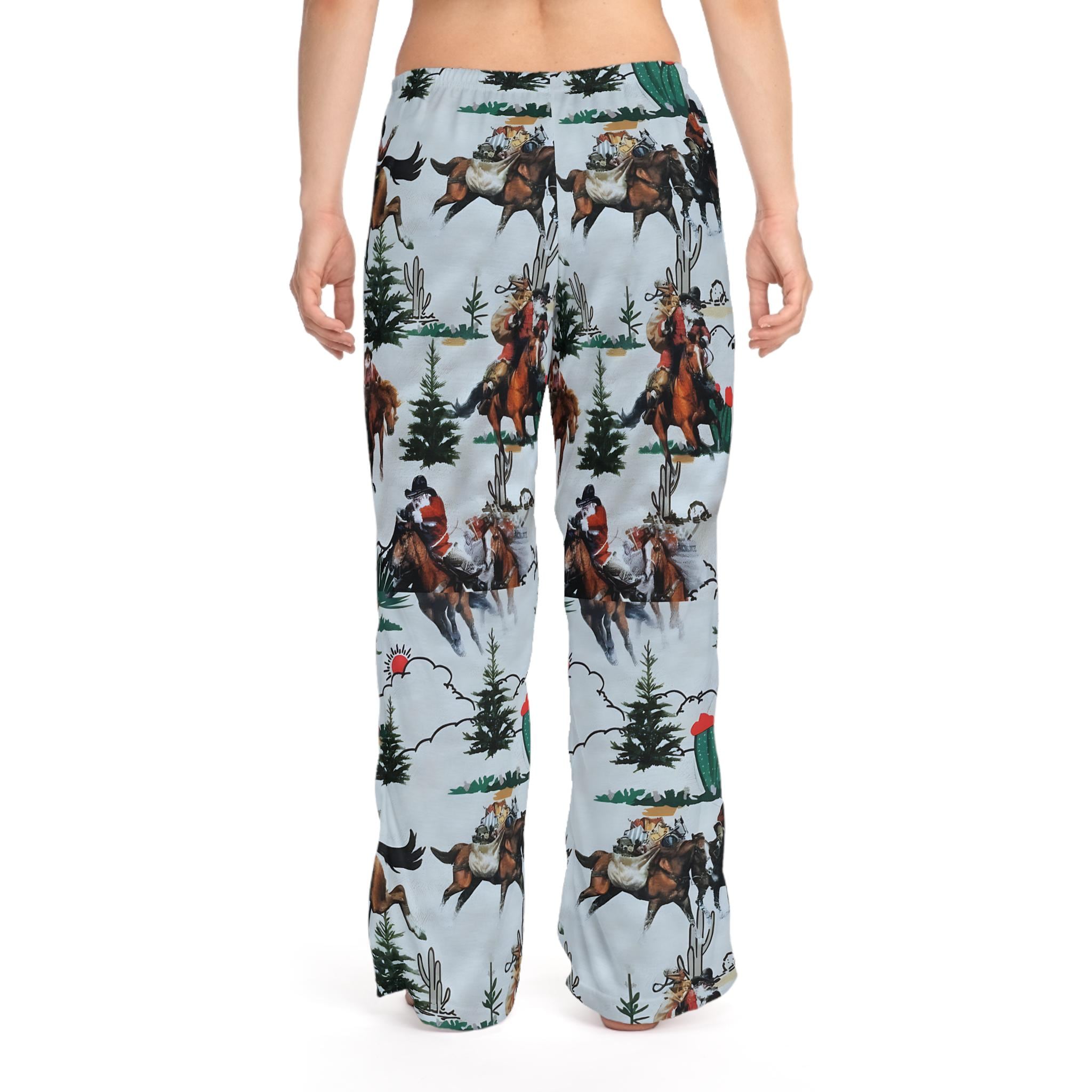 Cowboy Santa Pajama Pants | Western Christmas Lounge Pants | Holiday Sleepwear | Womens Relax Fit PJs | Gift for Cowgirls -Razels