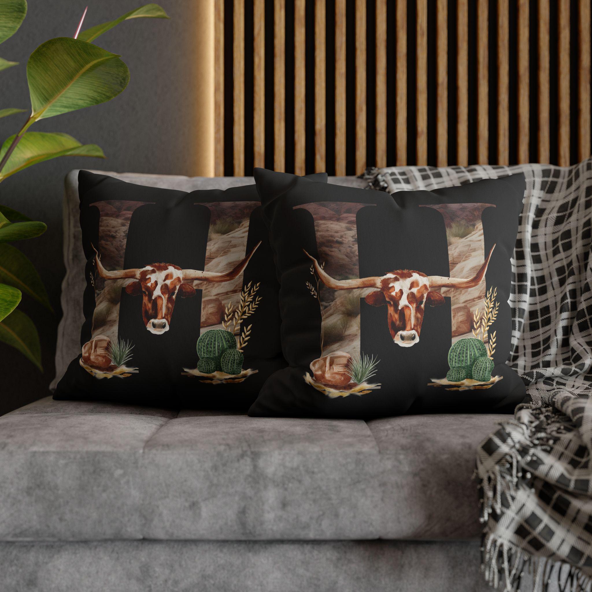 Western Initial Pillow Cover , Personalized Rustic Decor, Cowgirl Gift, Custom Throw Pillow for Home or Wedding -Razels