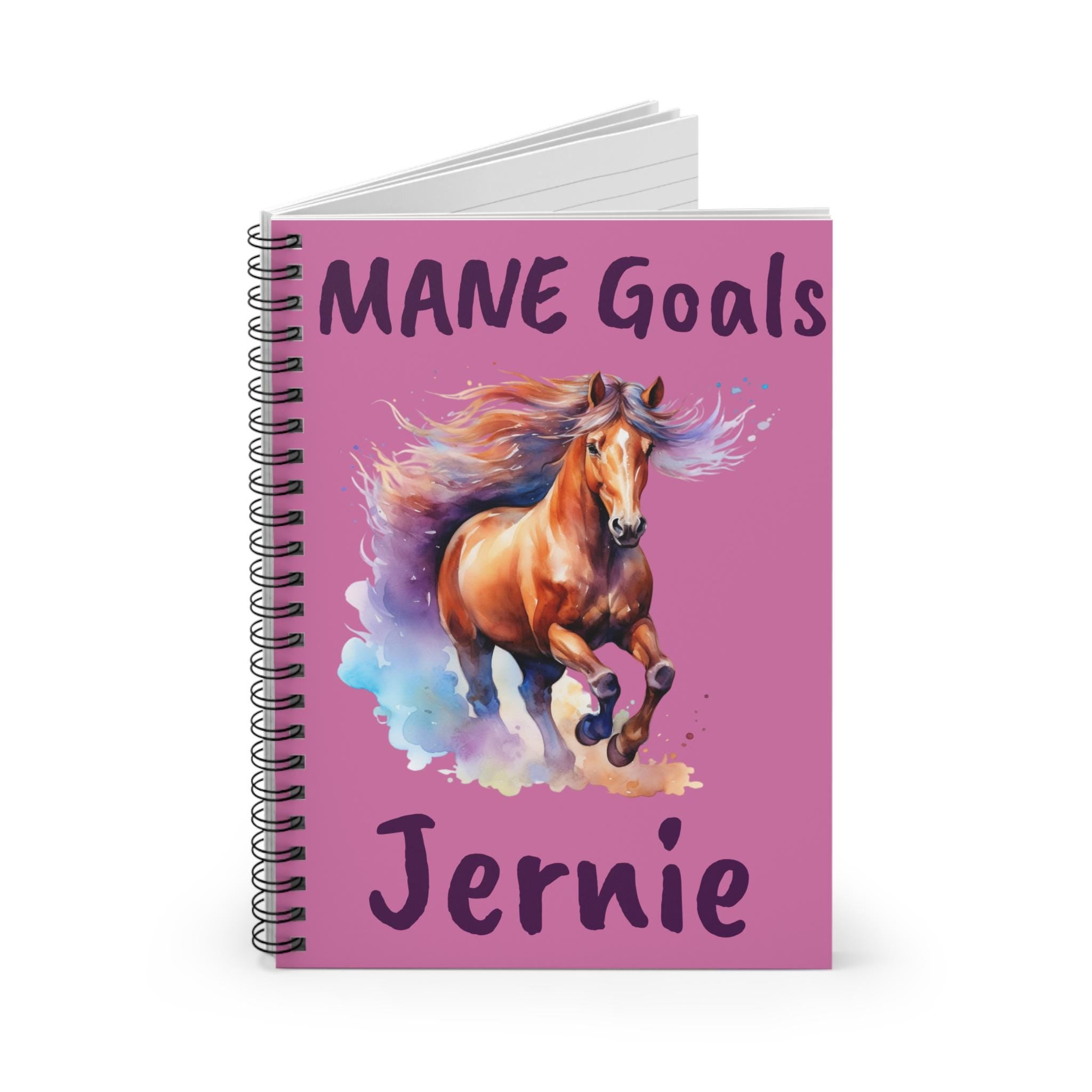 Mane Goals Spiral Notebook, Custom Horse Journal, Watercolor Horse, Back to School Gift, Personalized Equestrian Notebook