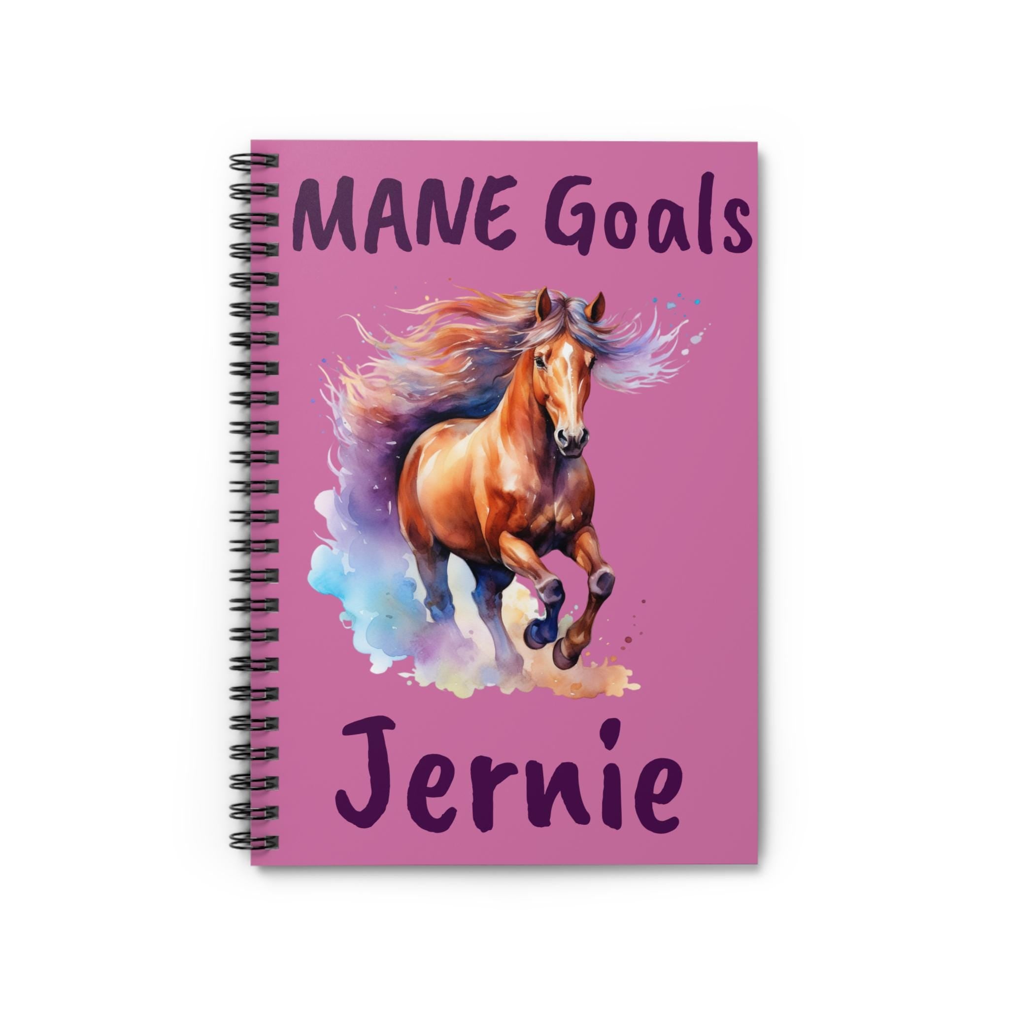 Mane Goals Spiral Notebook, Custom Horse Journal, Watercolor Horse, Back to School Gift, Personalized Equestrian Notebook