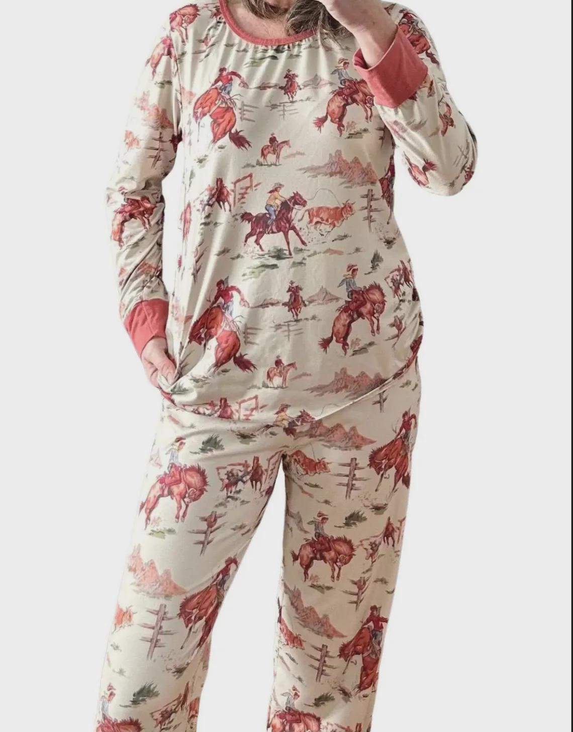 Kids Cowboy Pajamas, Western Rodeo PJs, Vintage Cowboy Print -Razels