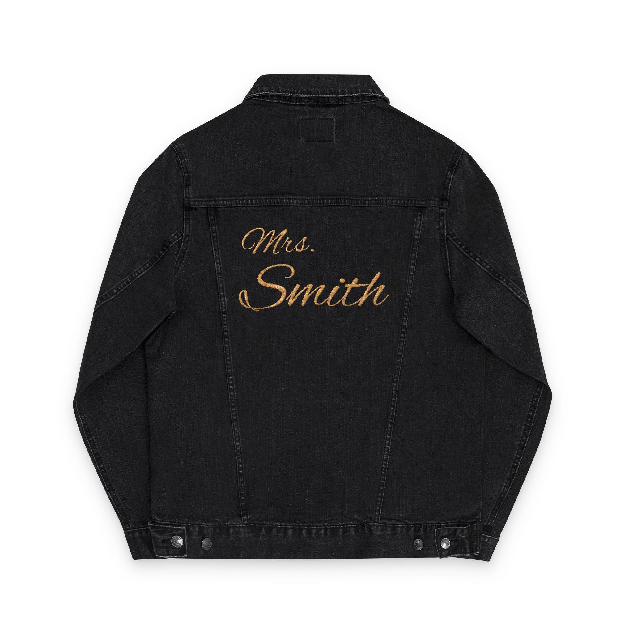Custom Embroidered Denim Jacket, Bride Jean Jacket, Newlywed Gift, Personalized Name Jacket, Couple Jacket