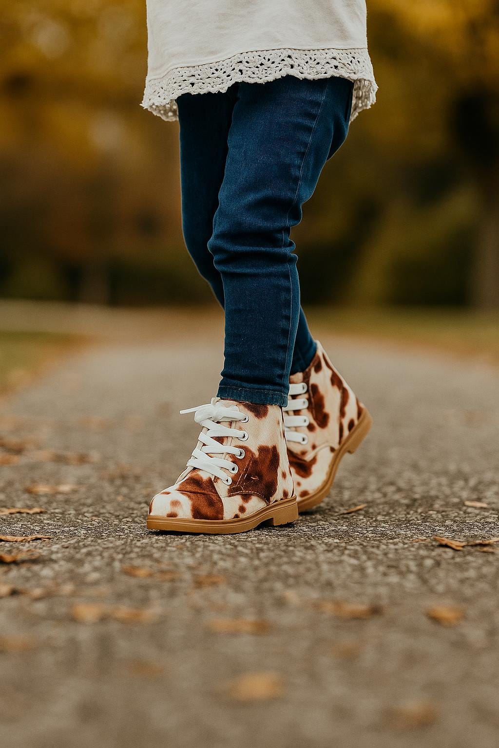 CLEARANCE Toddler Cow Print Boots – Western Brown Cowboy Boots for Kids – Sizes 8, 8.5