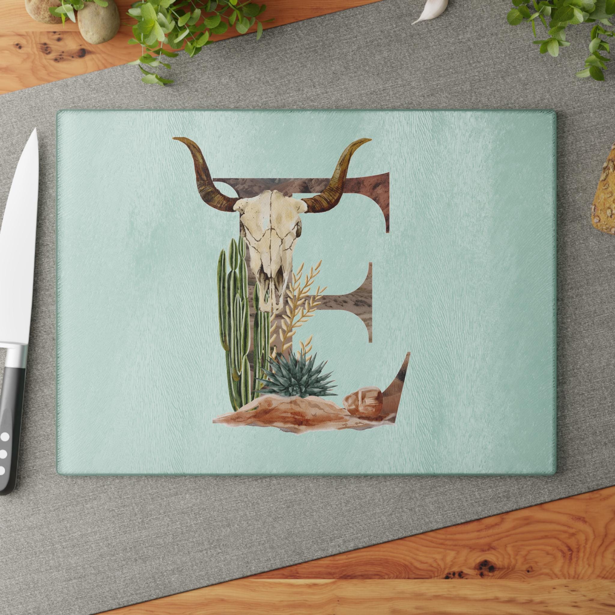 Cowboy Kitchen Personalized Cutting Board – Rustic Western Ranch Decor, Custom Glass Counter Saver Gift -Razels