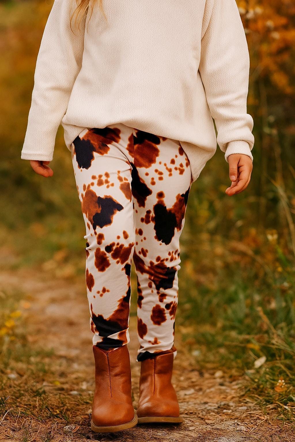 Western Sweatpants Kids Cow Print Joggers, Unisex Cowboy Cowgirl Ranch Style Pants for Boys & Girls