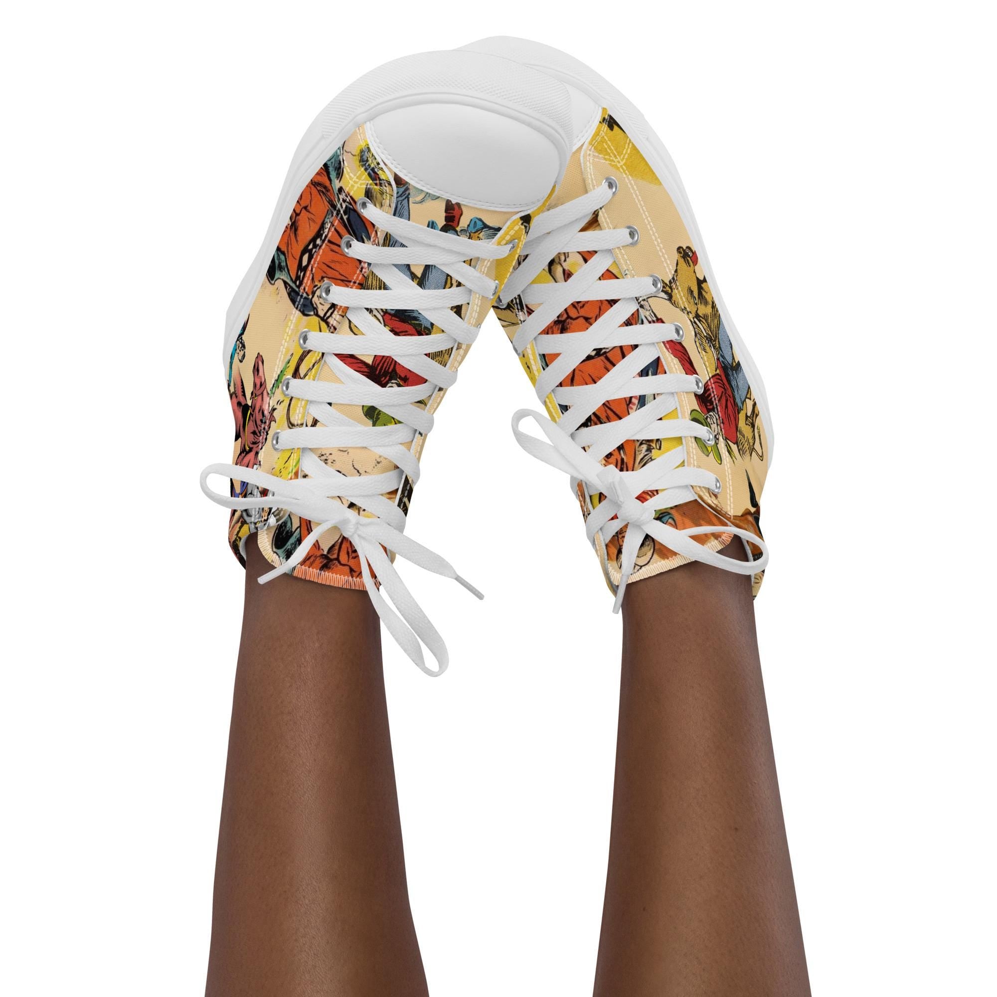 Vintage Cowgirl High Top Sneakers – Retro Rodeo Style for Your Feet 🤠

✓ Allover cowboy & rodeo print – bulls, broncs, riders, and rustic vibes
✓ High-top design with padded collar for extra ankle support
✓ Soft insole + breathable lining = all-day comfort
✓ Durable EVA rubber outsole made for wherever your boots would go
✓ Faux leather toe cap for a sleek finish
✓ Matching laces + soles for a coordinated look