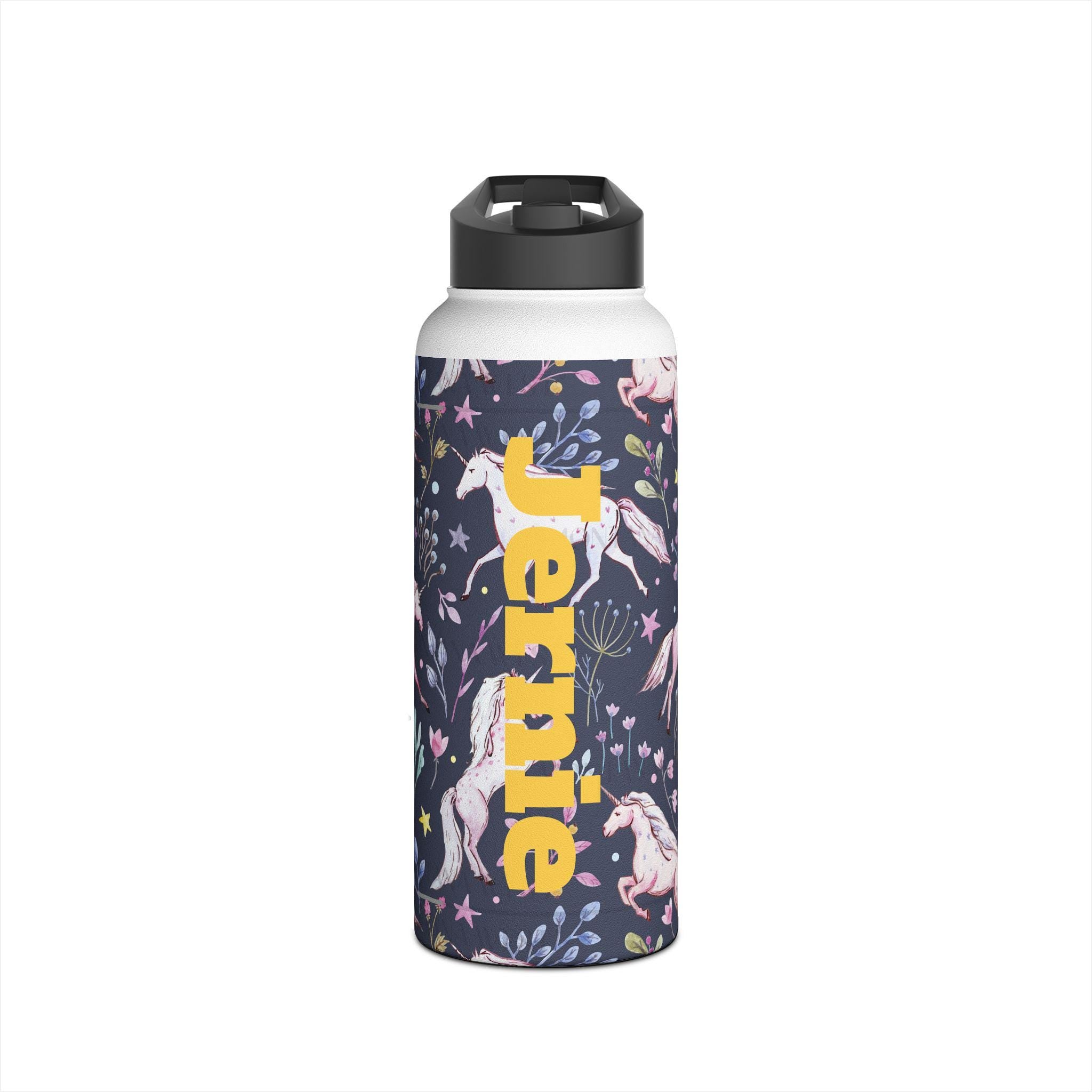 Custom Unicorn Stainless Steel Water Bottle, Personalized Kids Water Bottle
