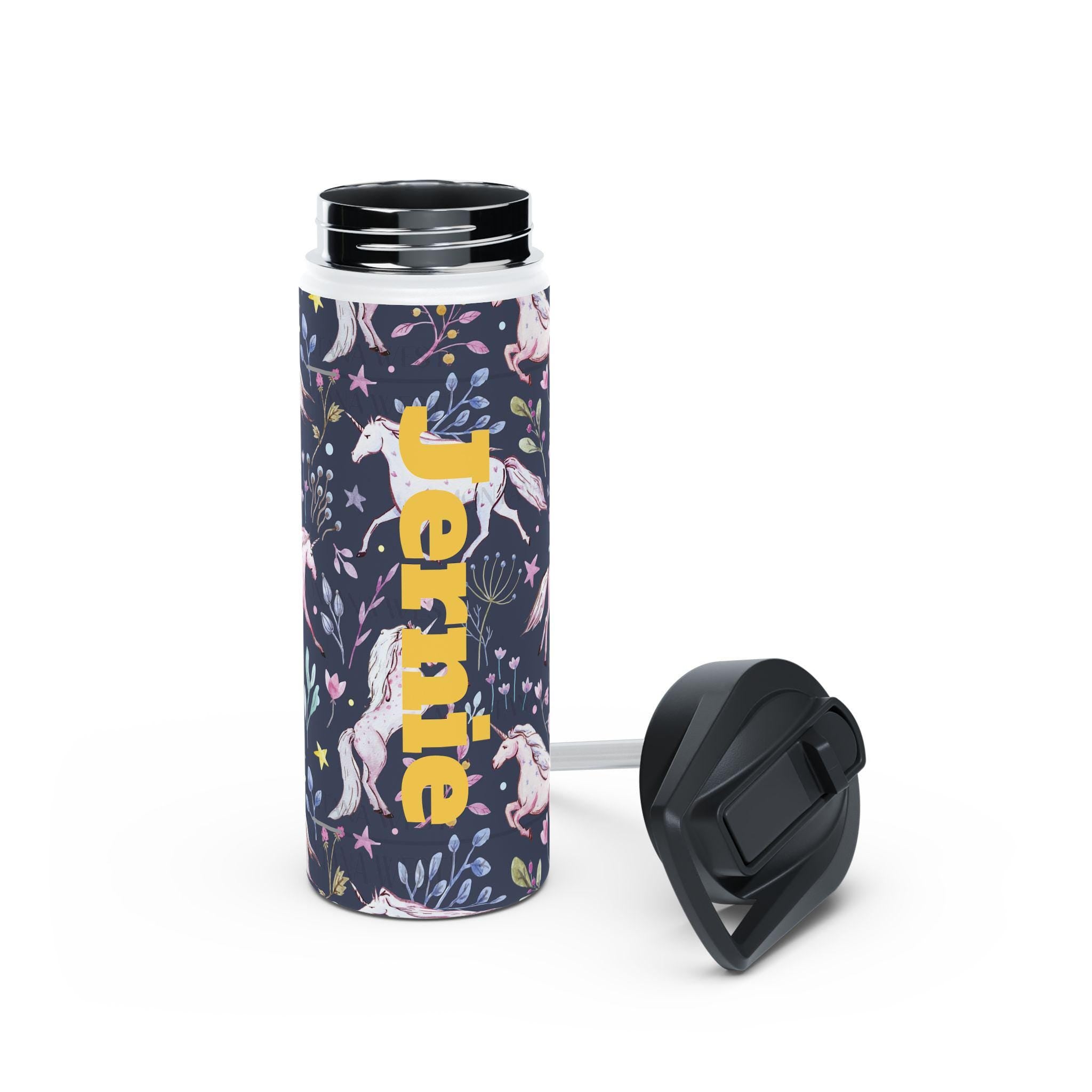 Custom Unicorn Stainless Steel Water Bottle, Personalized Kids Water Bottle