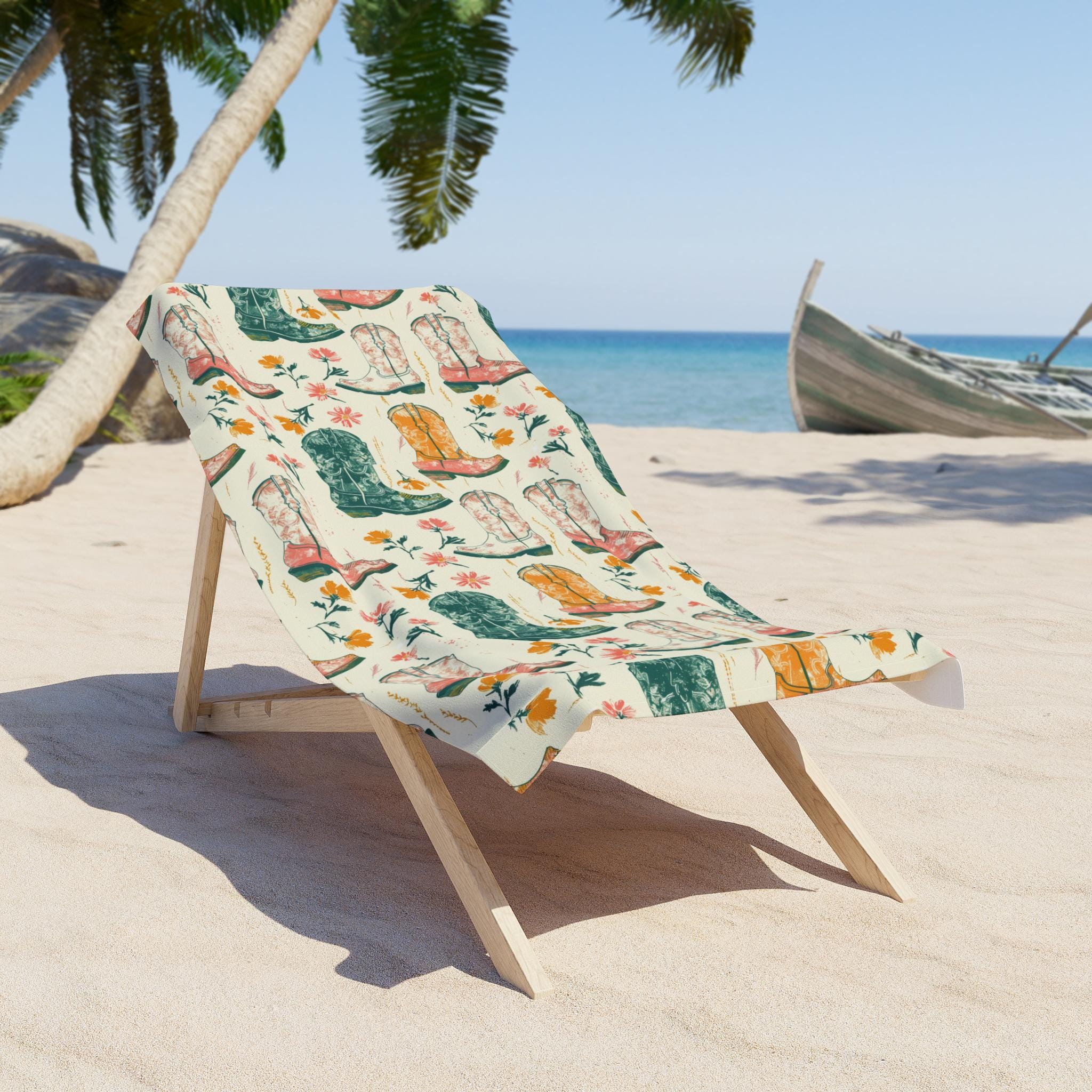 Cowgirl Boots Floral Beach Towel | Perfect for Summer Days, Pool Parties -Razels