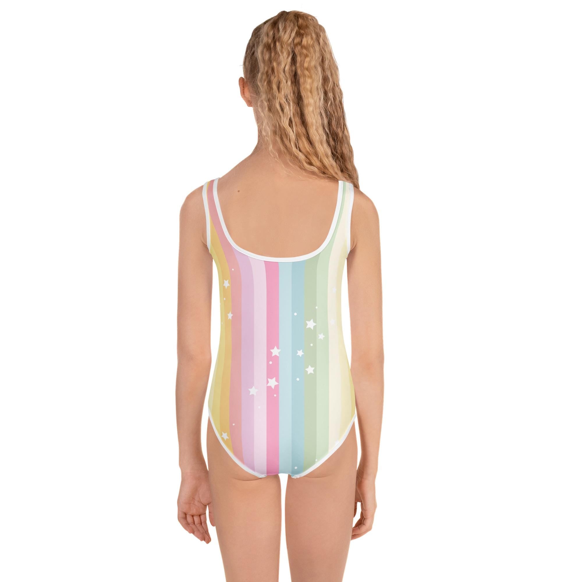 Girls Rainbow and Stars, Kids Swimsuit,